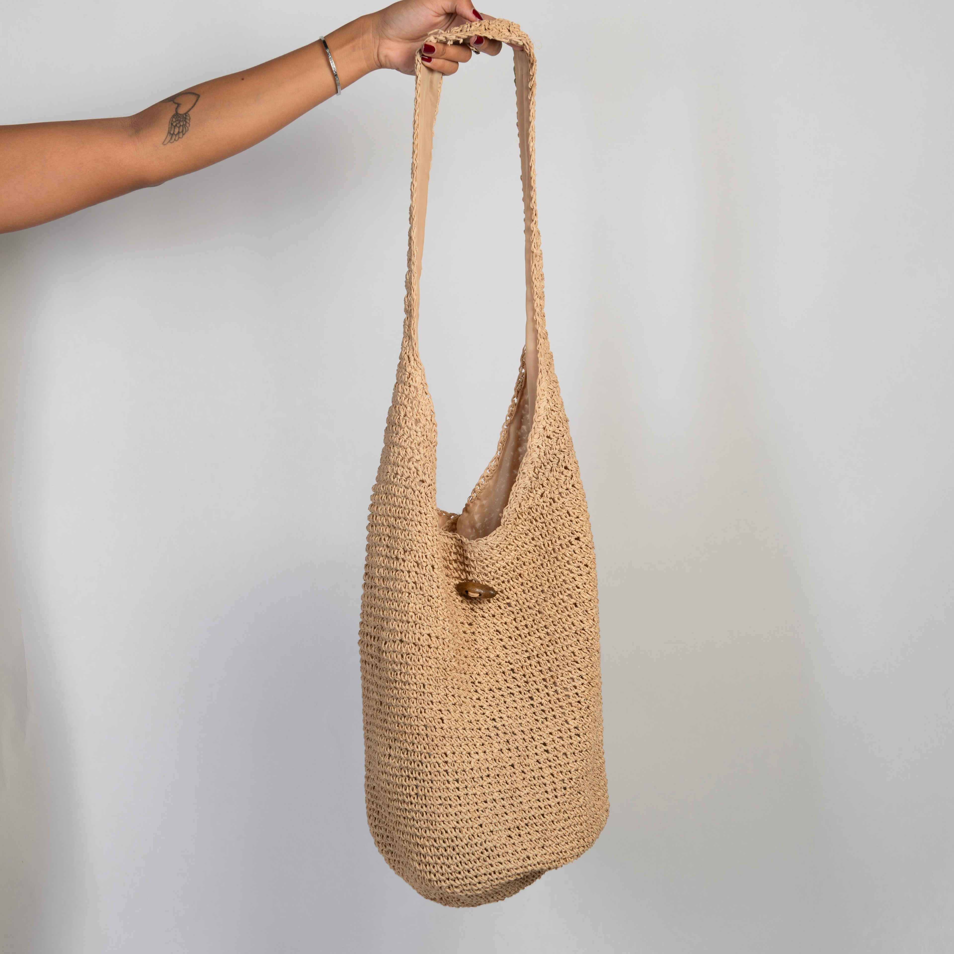 TAN CROCHET CROSSBODY BAG