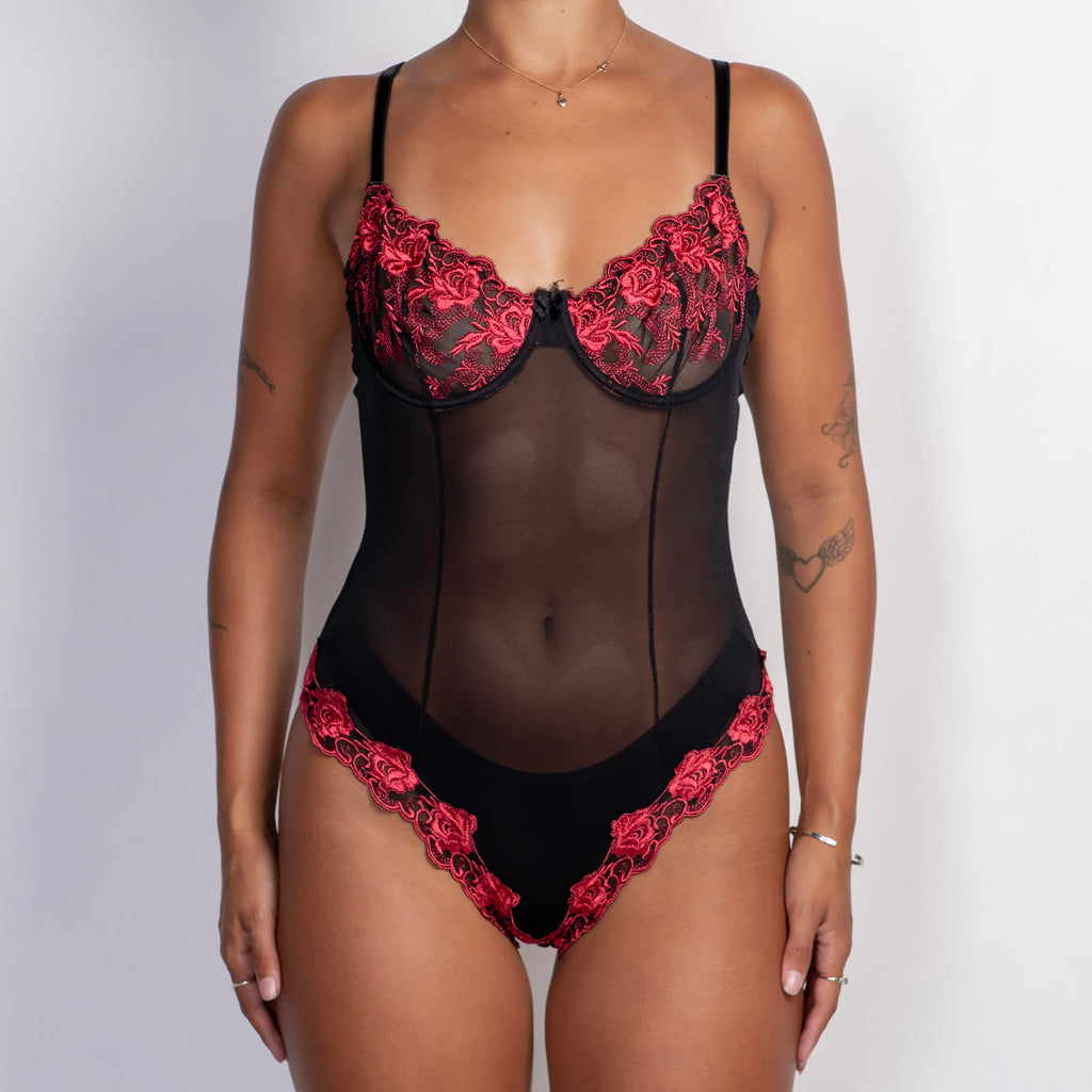 BLACK MESH BODYSUIT