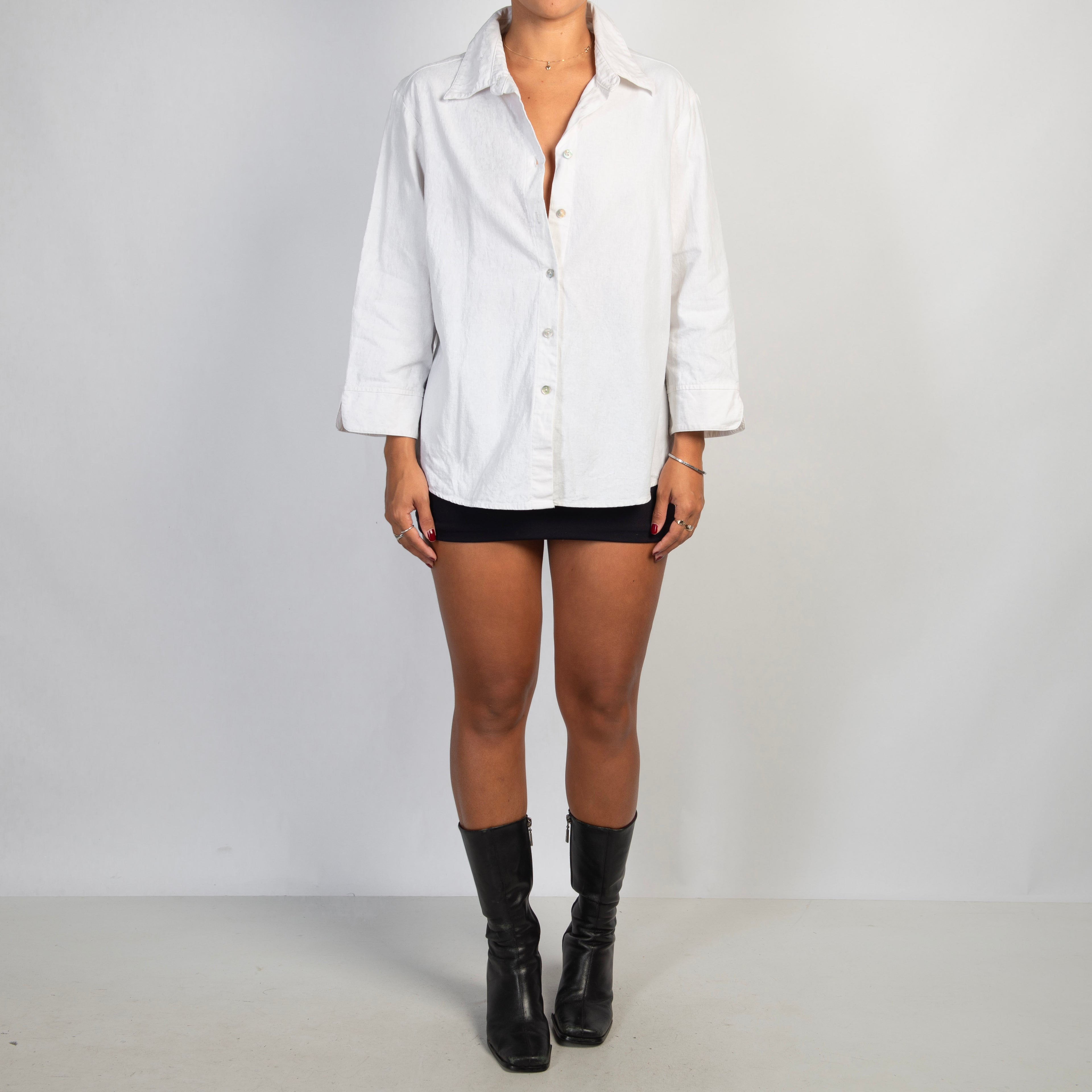 WHITE LINEN COTTON SHIRT