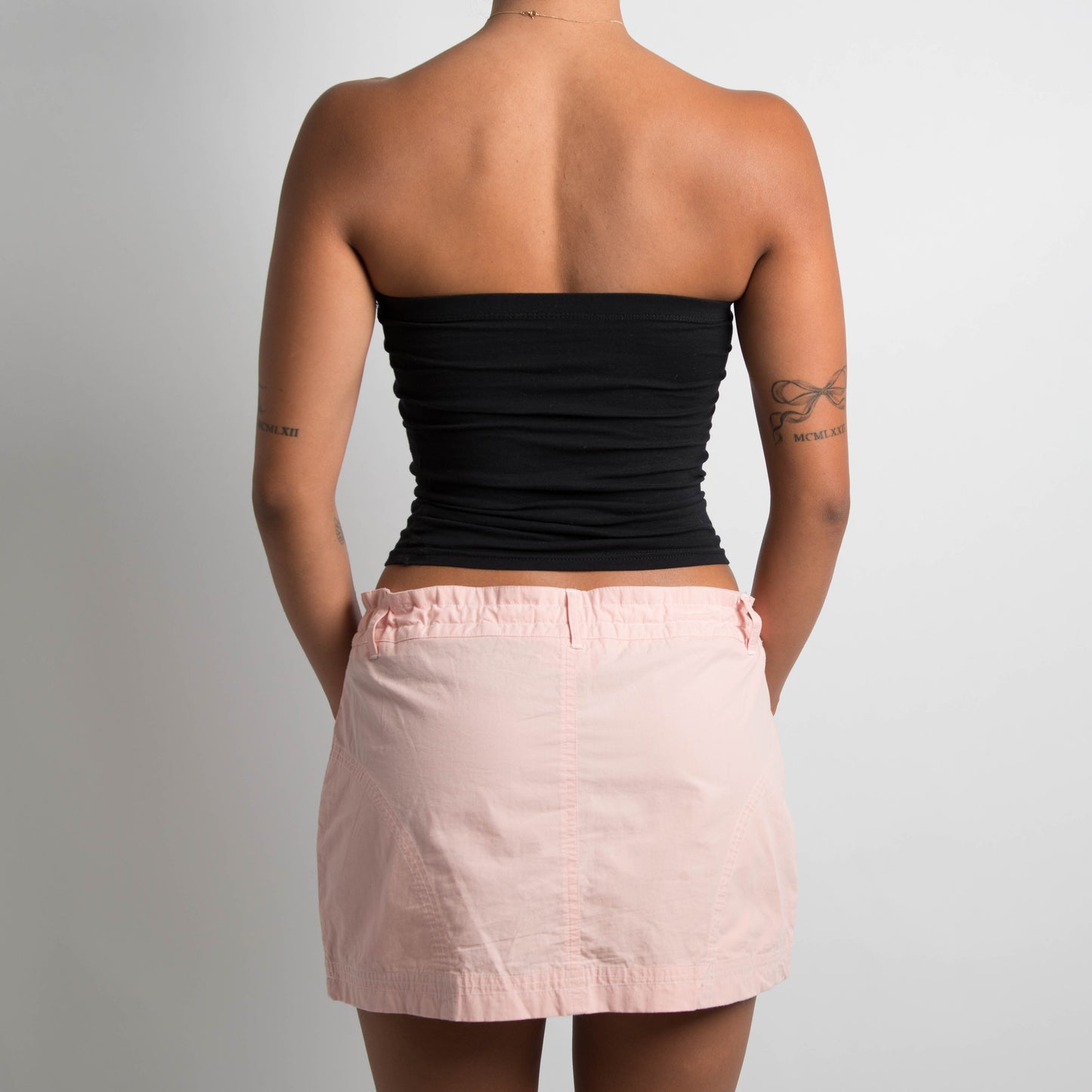 PINK DRAWSTRING MINI SKIRT