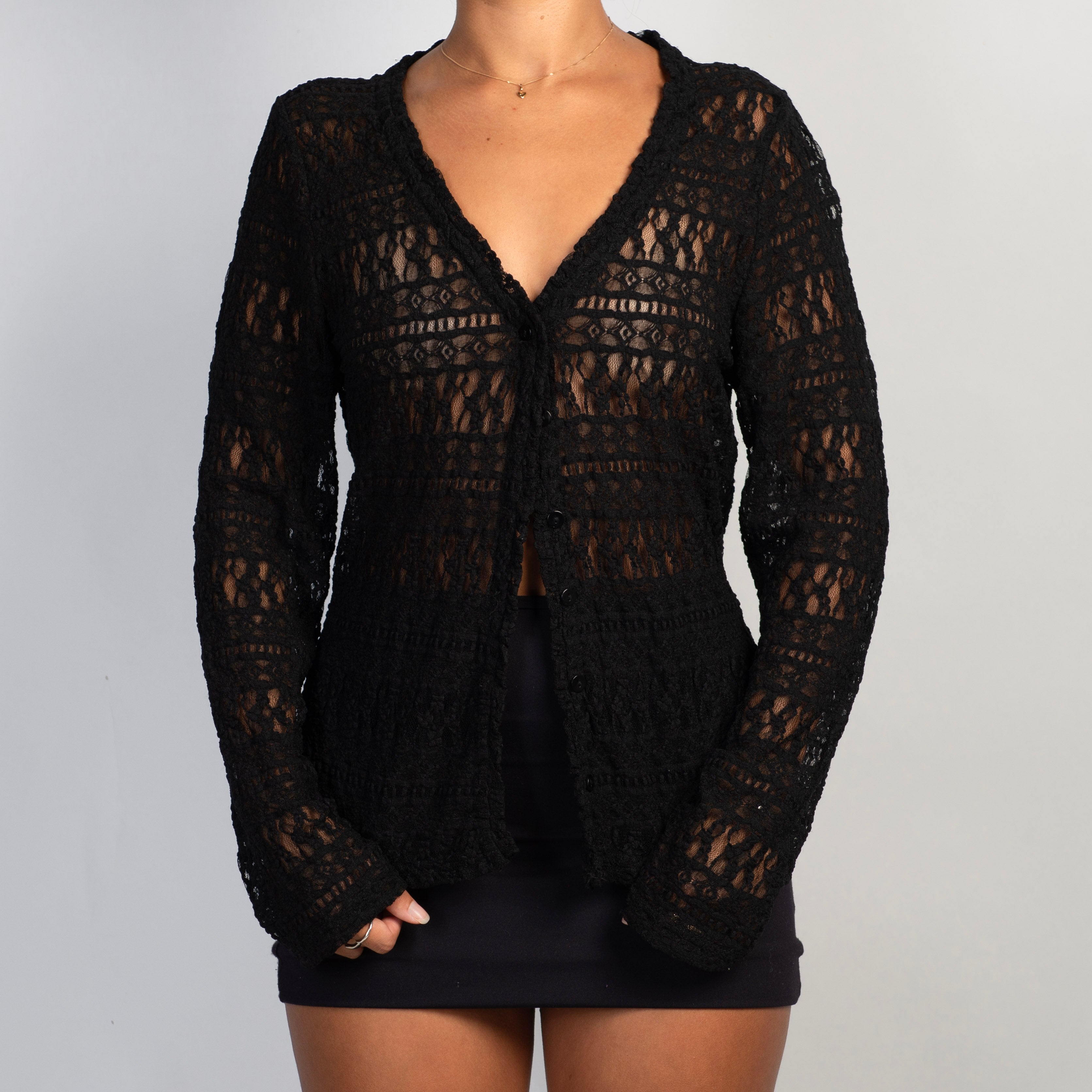 BLACK LACE CARDIGAN