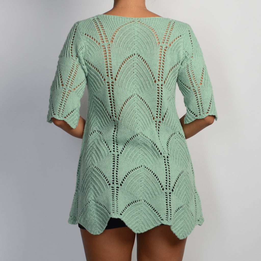 GREEN CROCHET KNIT TOP