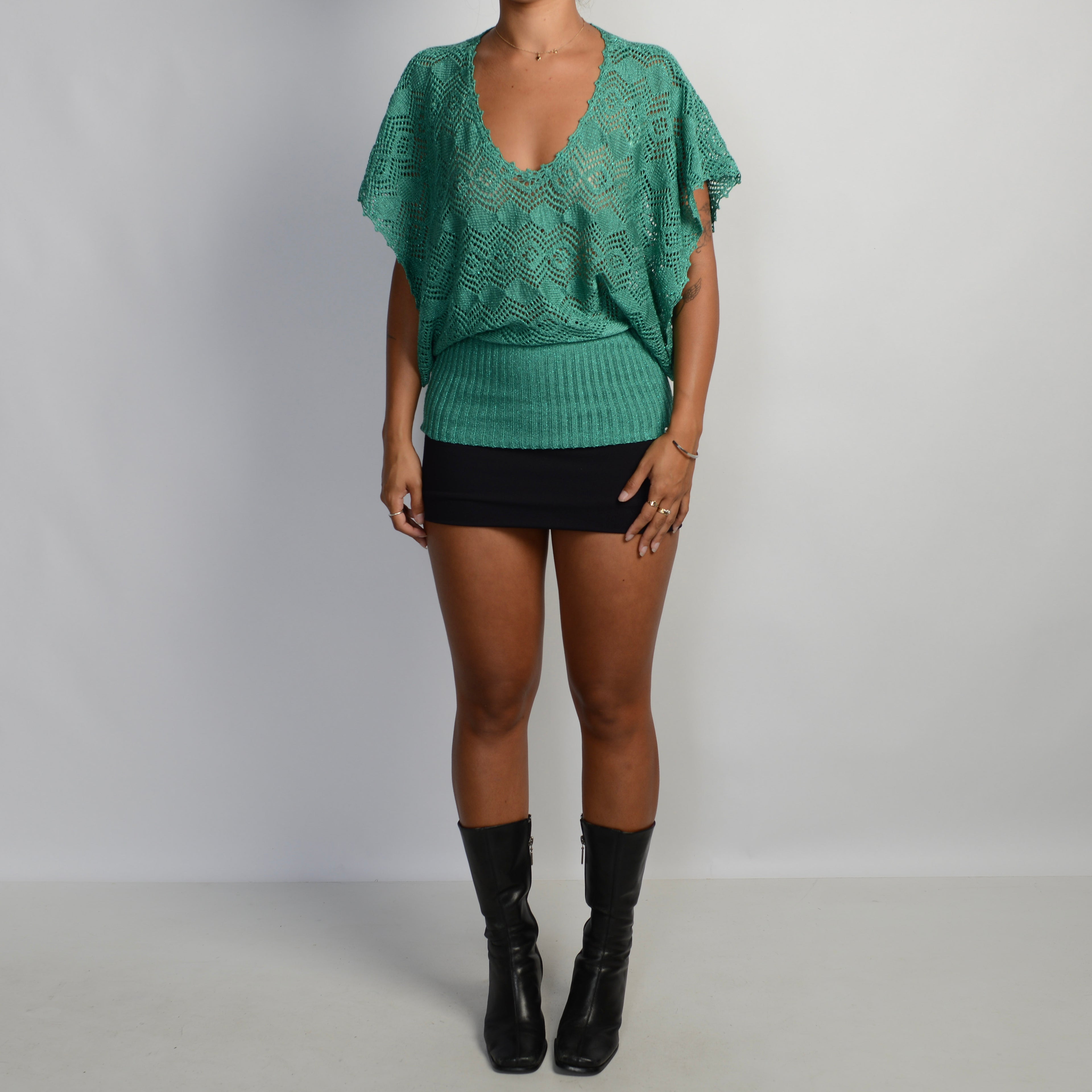 GREEN CROCHET TOP