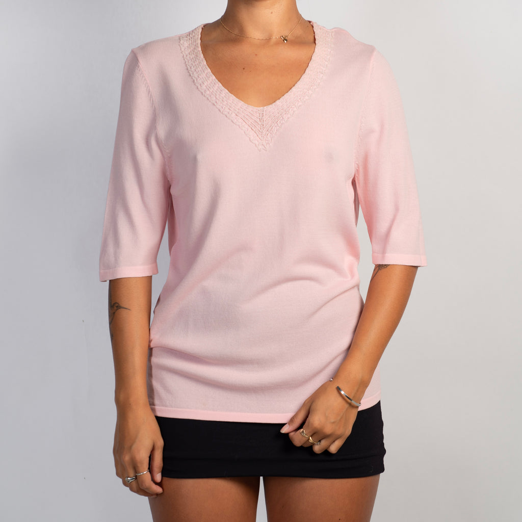 PINK 1/2 SLEEVE KNIT TOP