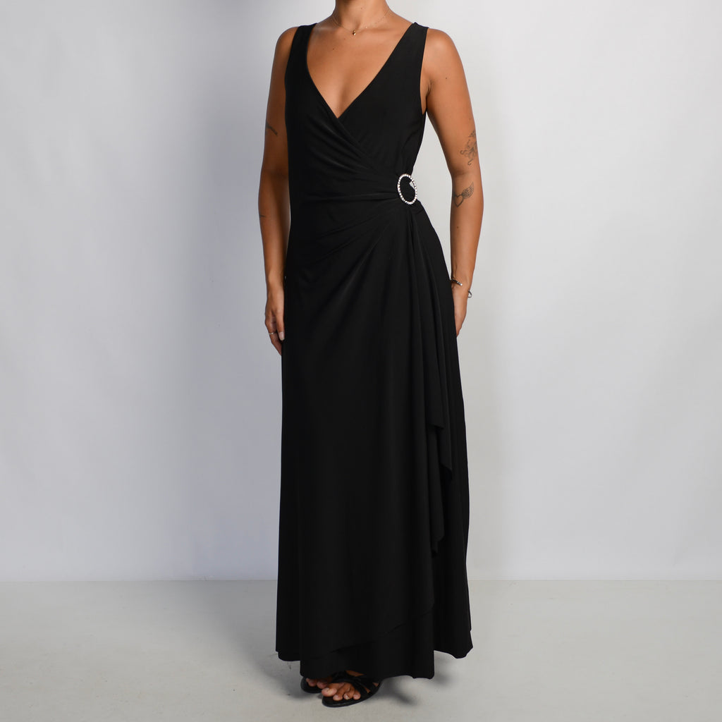 BLACK O RING EVENING DRESS