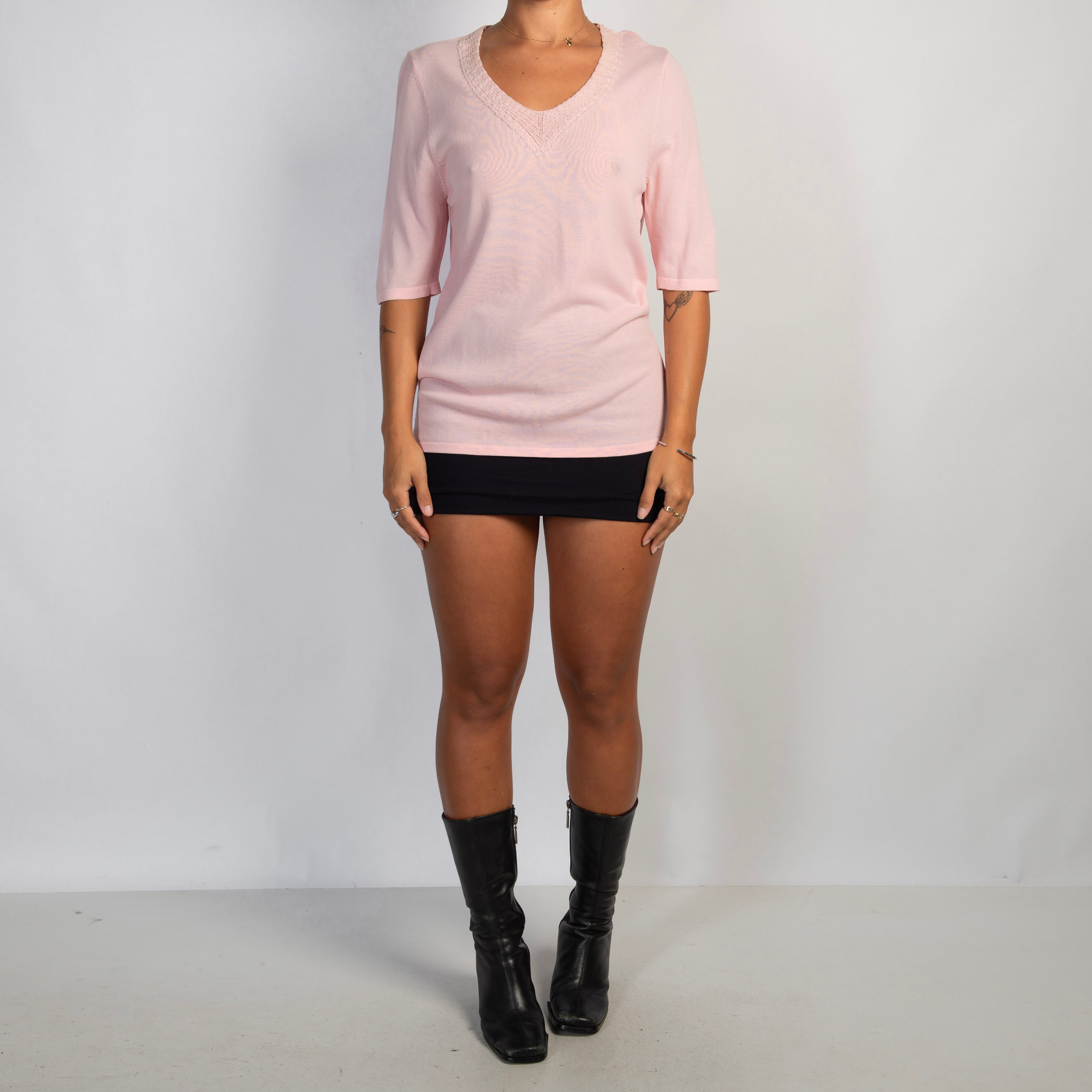 PINK 1/2 SLEEVE KNIT TOP