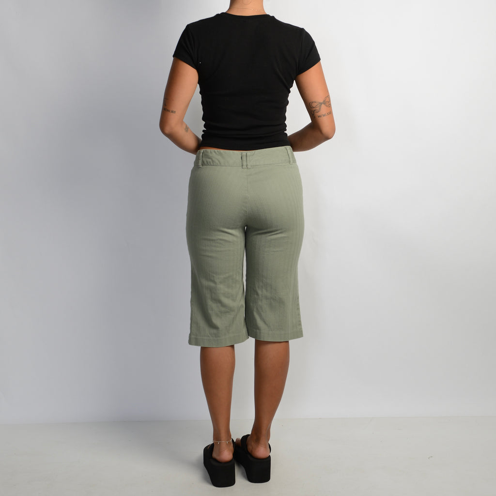 GREEN COTTON CAPRI PANTS