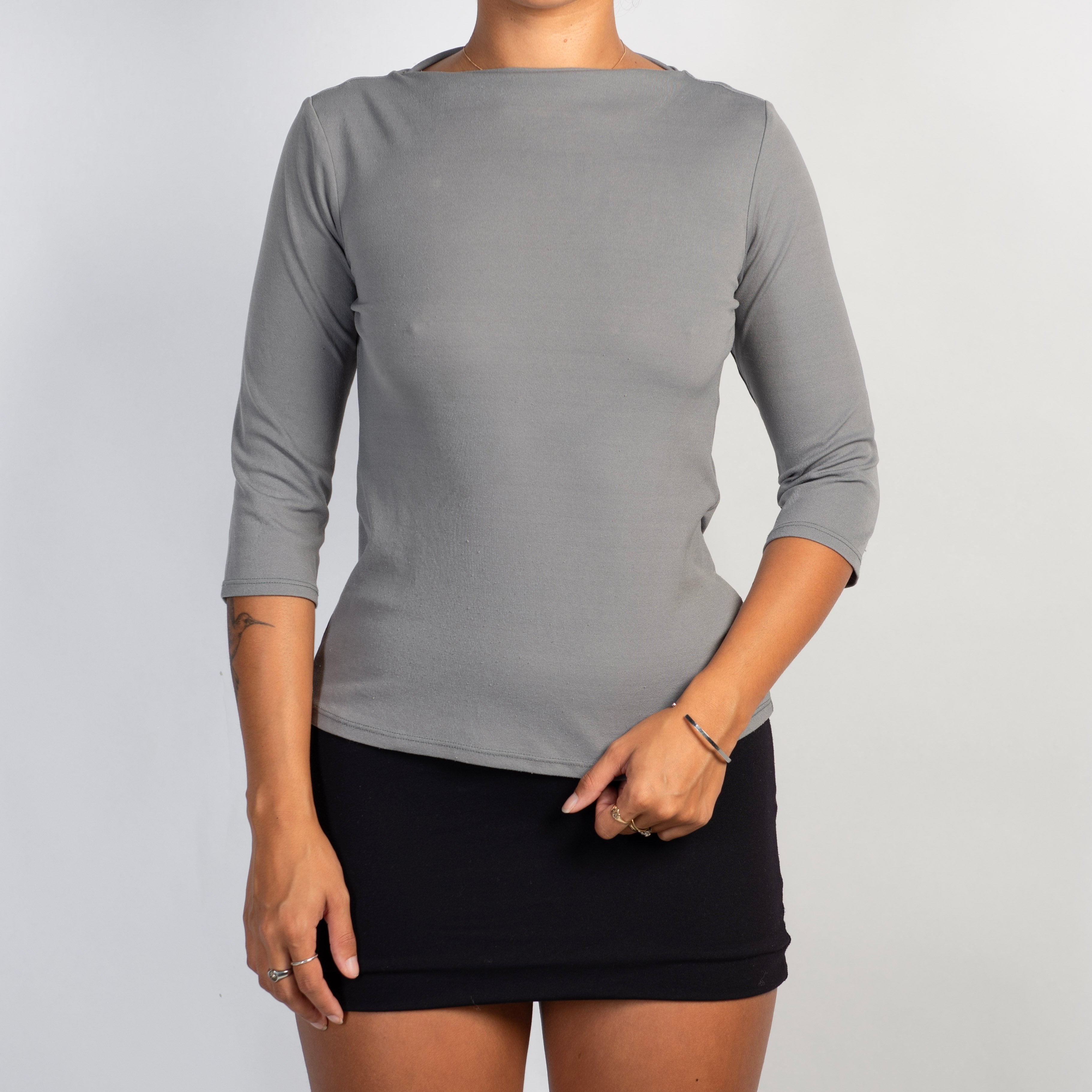 GREY 3/4 SLEEVE TOP
