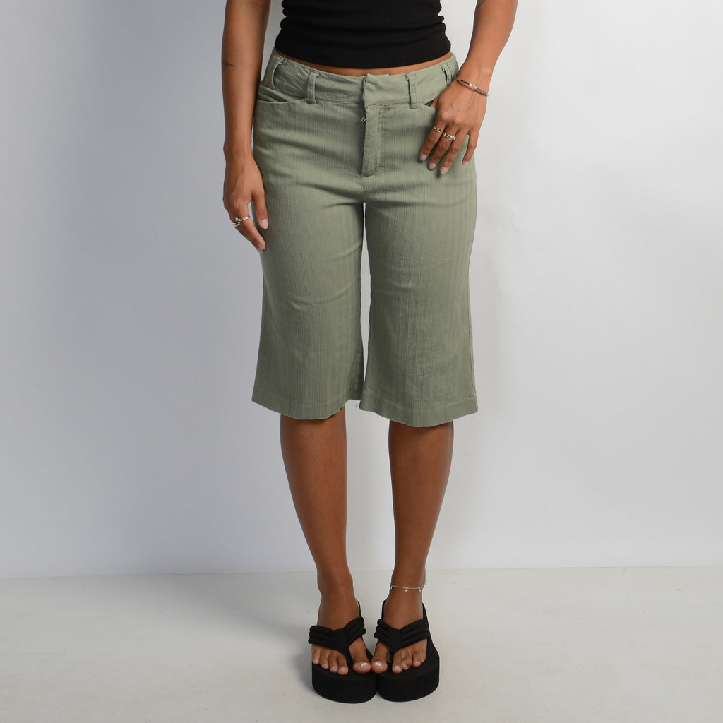 GREEN COTTON CAPRI PANTS