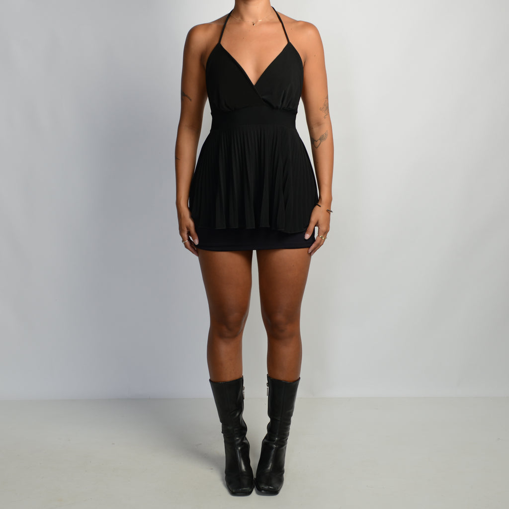 BLACK BABYDOLL HALTER TOP