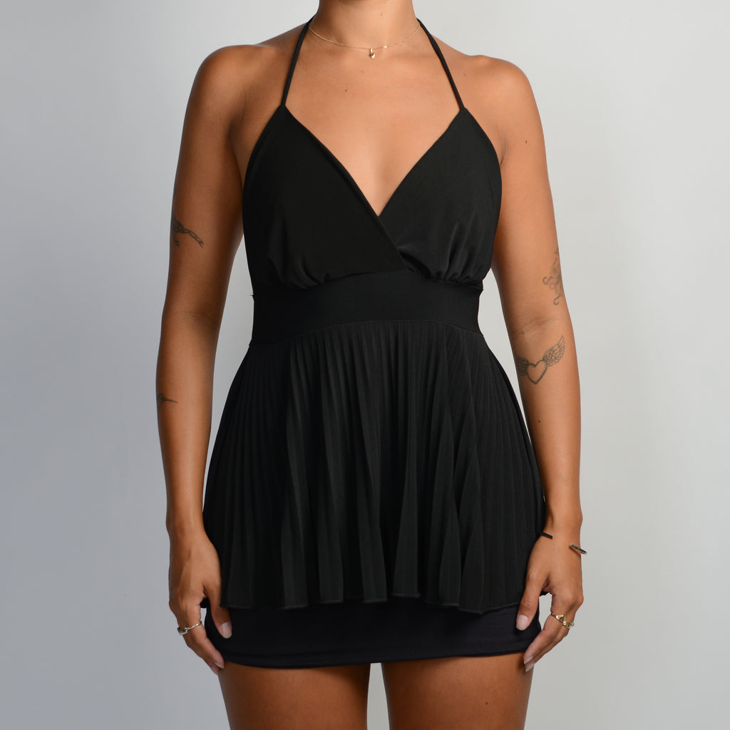 BLACK BABYDOLL HALTER TOP