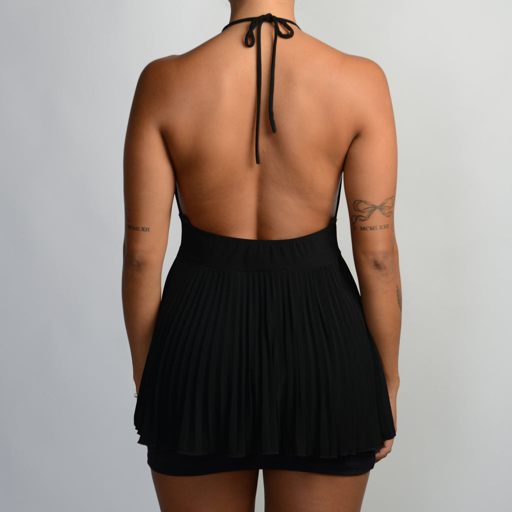 BLACK BABYDOLL HALTER TOP