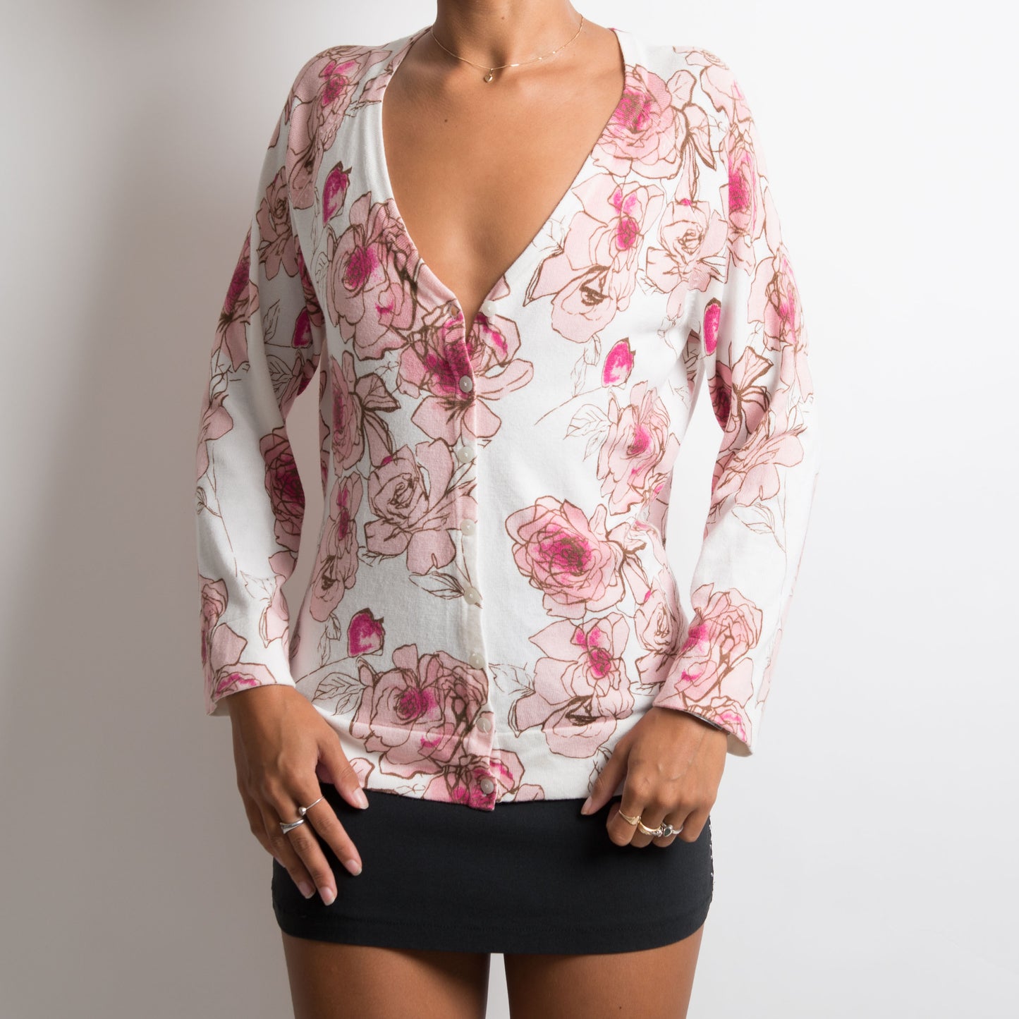 CARDIGAN LÉGER À FLEURS ROSE