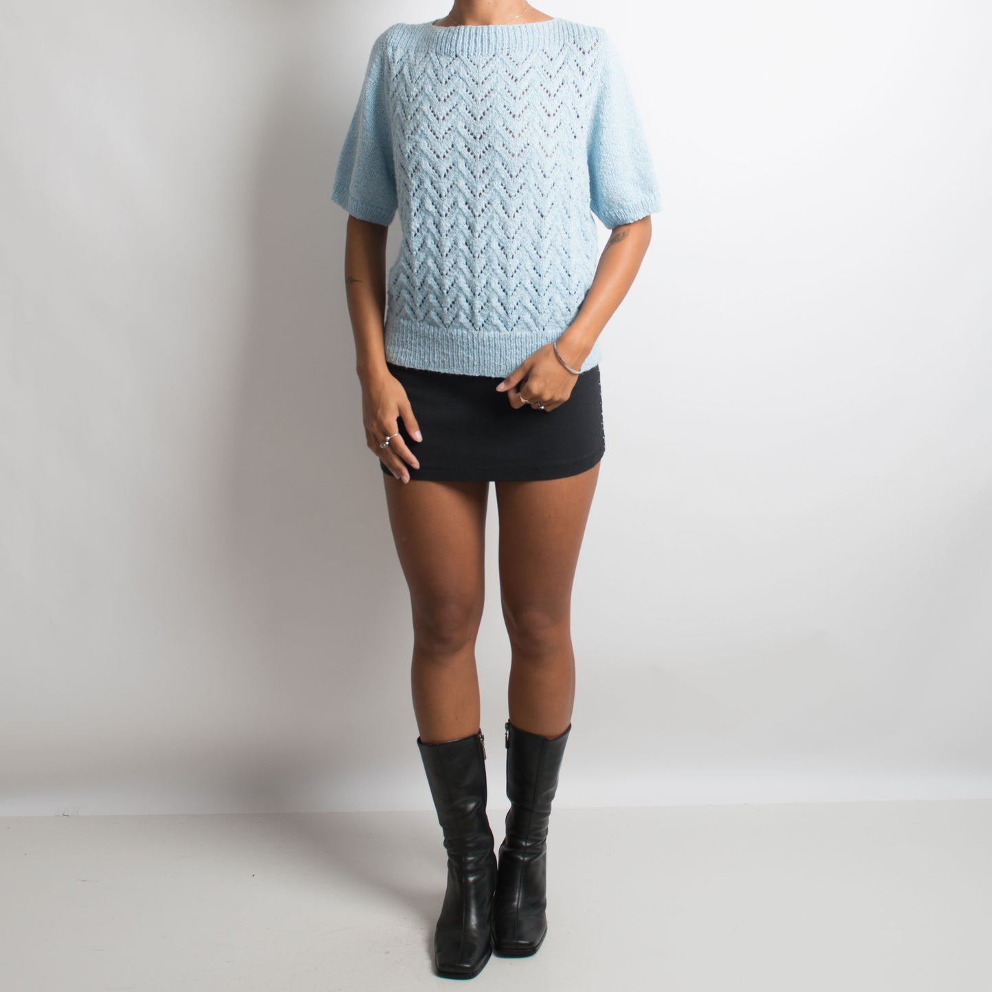 BLUE POINTELLE KNIT