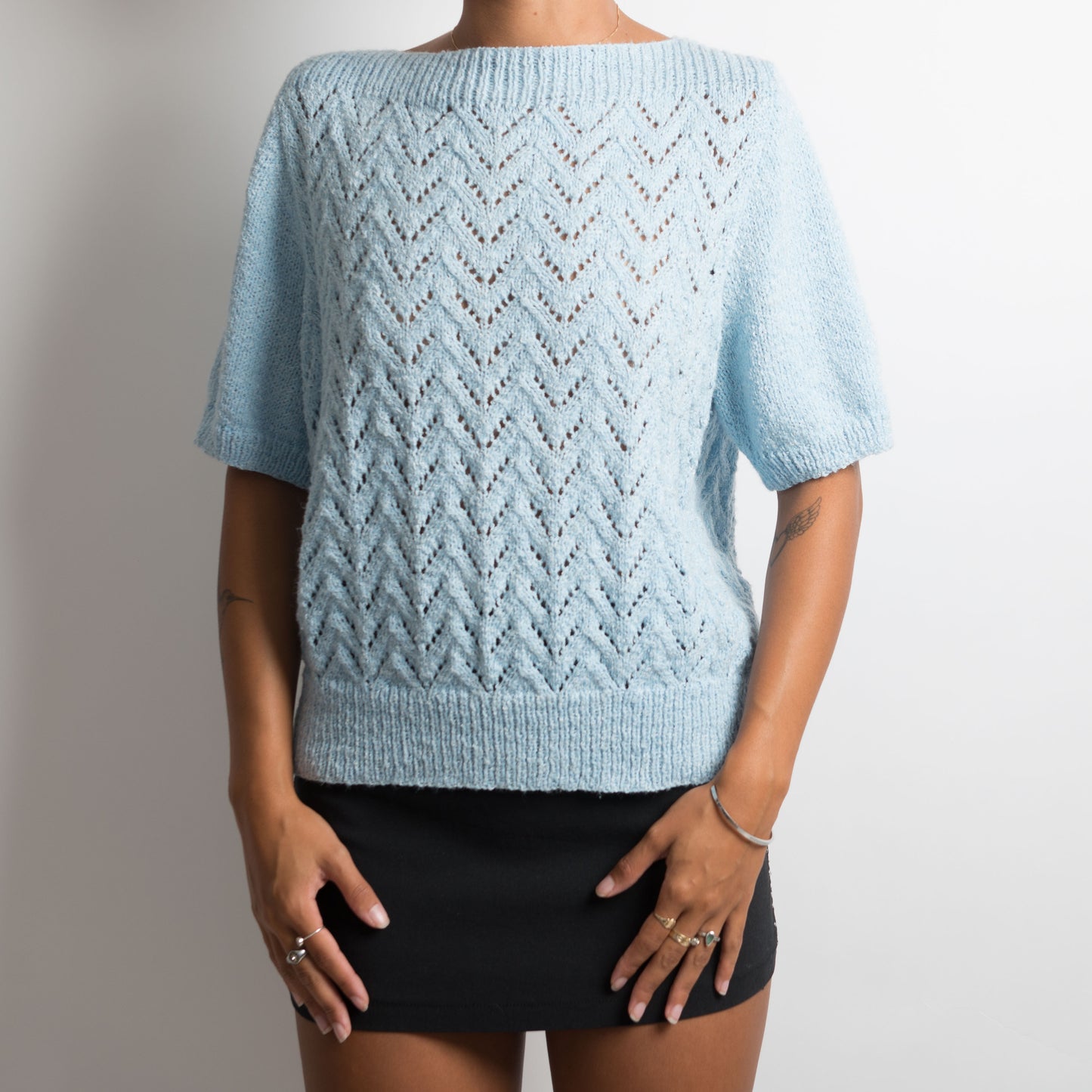 TRICOT POINTELLE BLEU