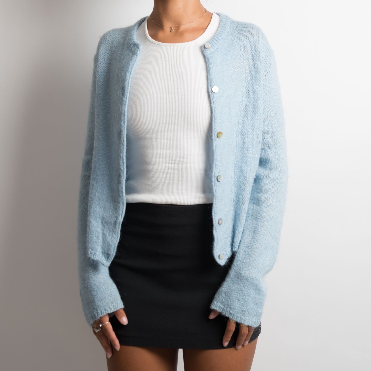 CARDIGAN EN LAINE BLEU