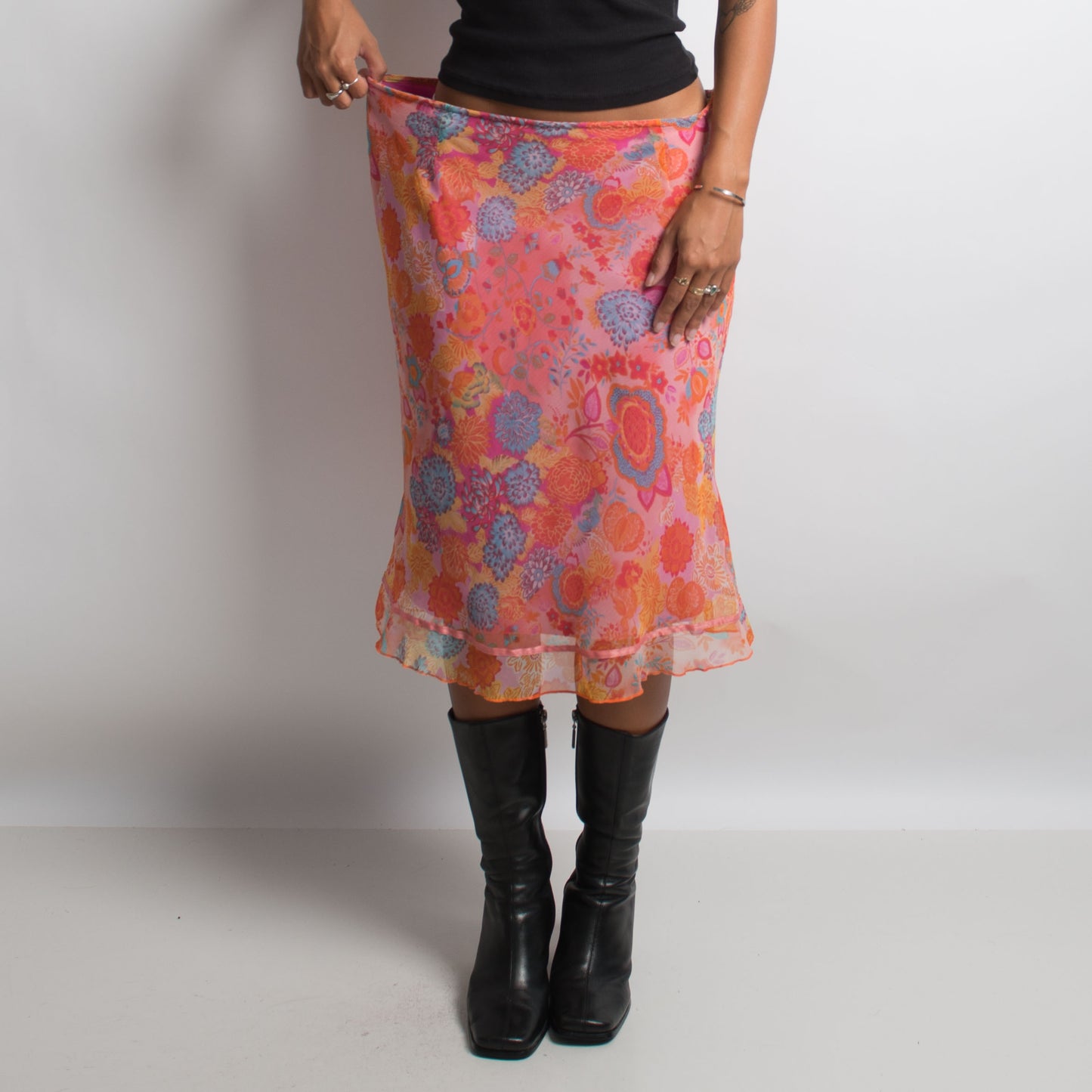 BRIGHT FLORAL MIDI SKIRT