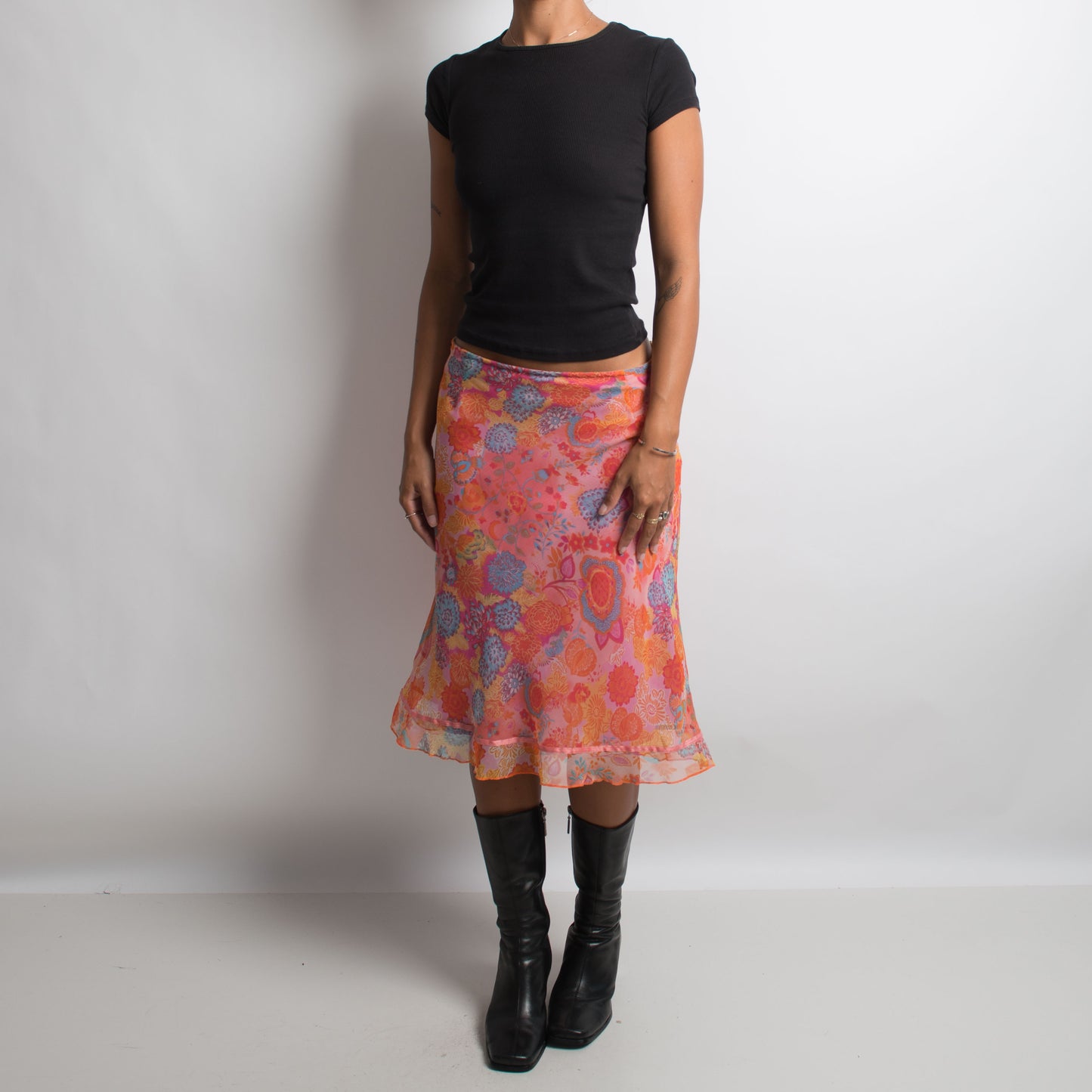 BRIGHT FLORAL MIDI SKIRT