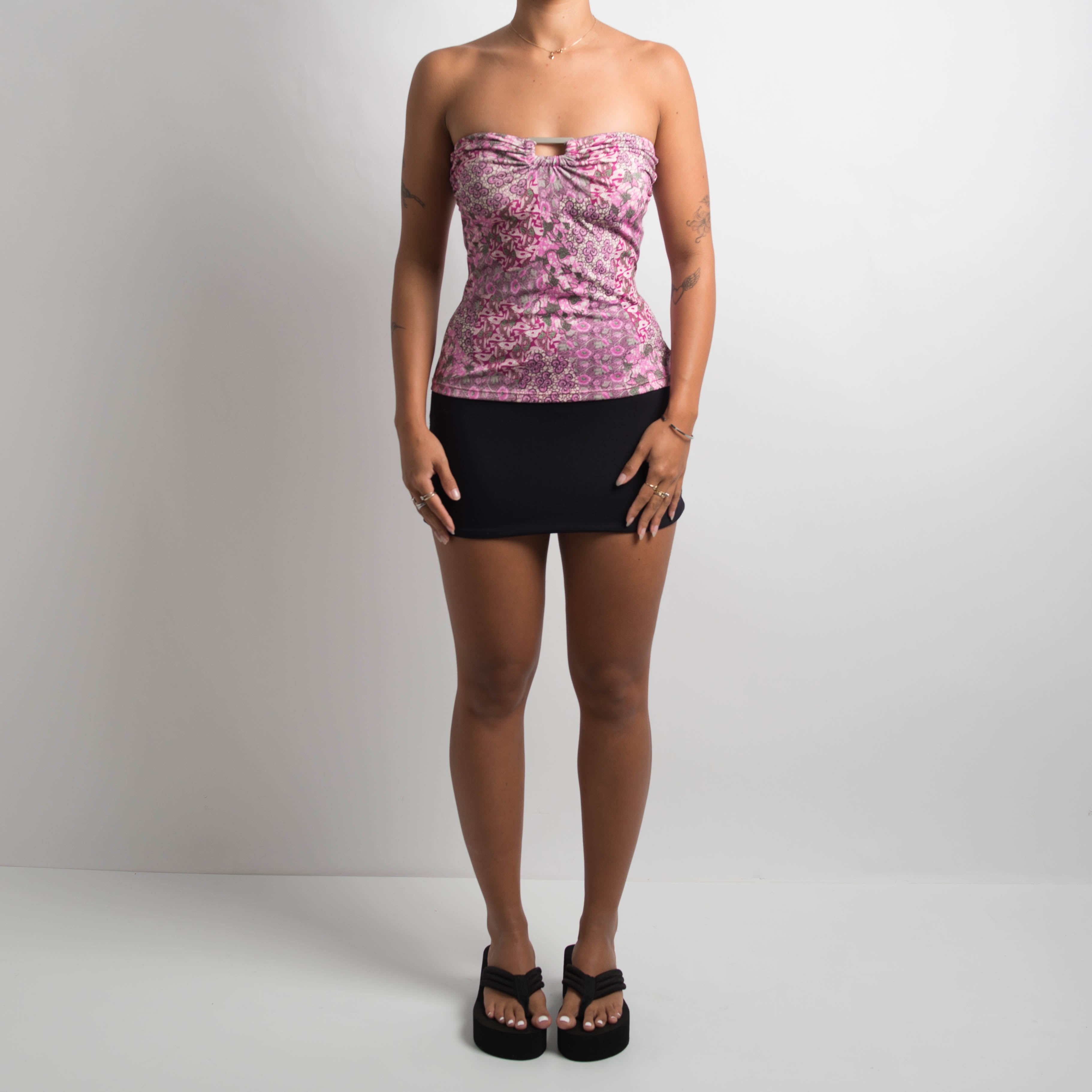 PINK STRAPLESS TANKINI TOP