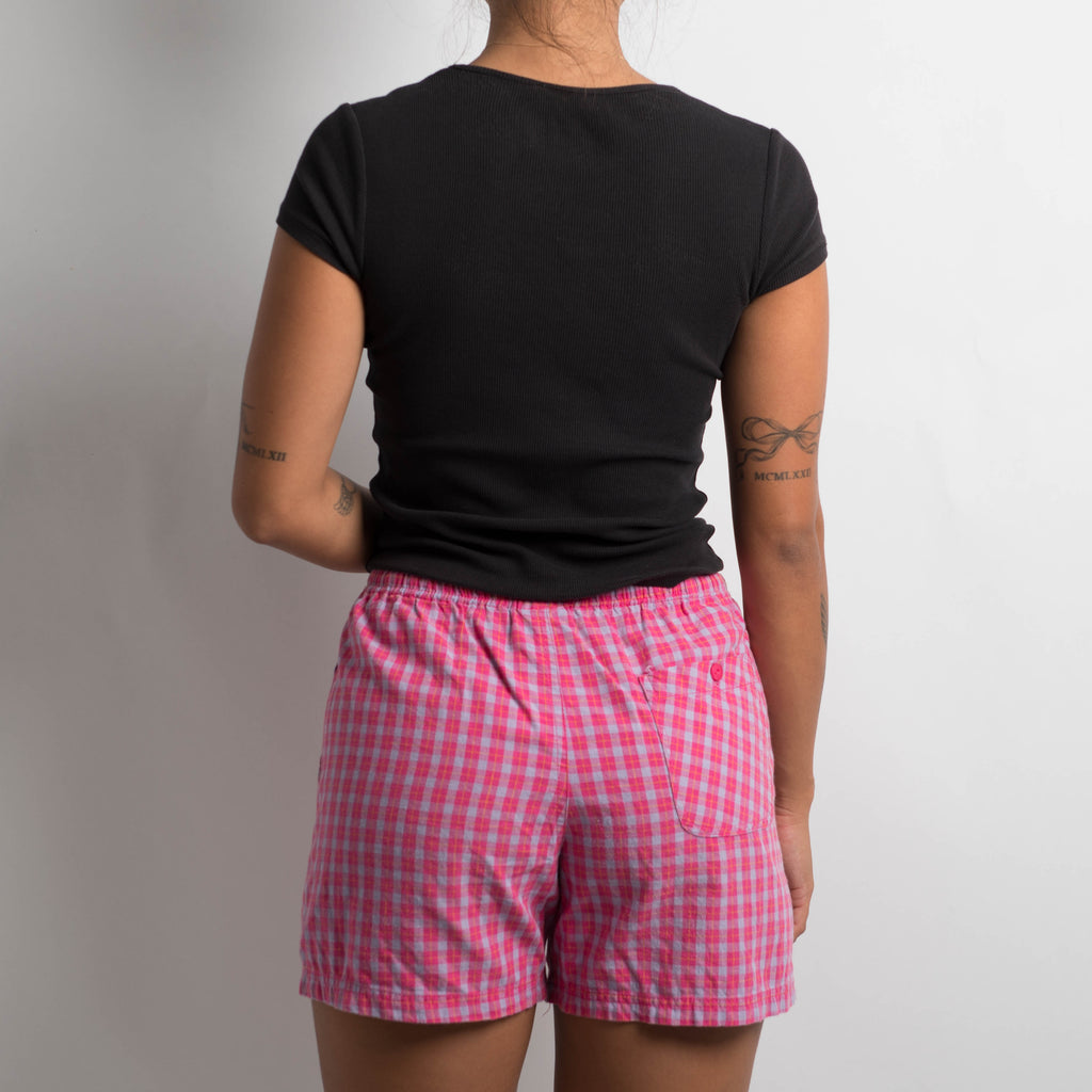 PINK PLAID COTTON SHORTS