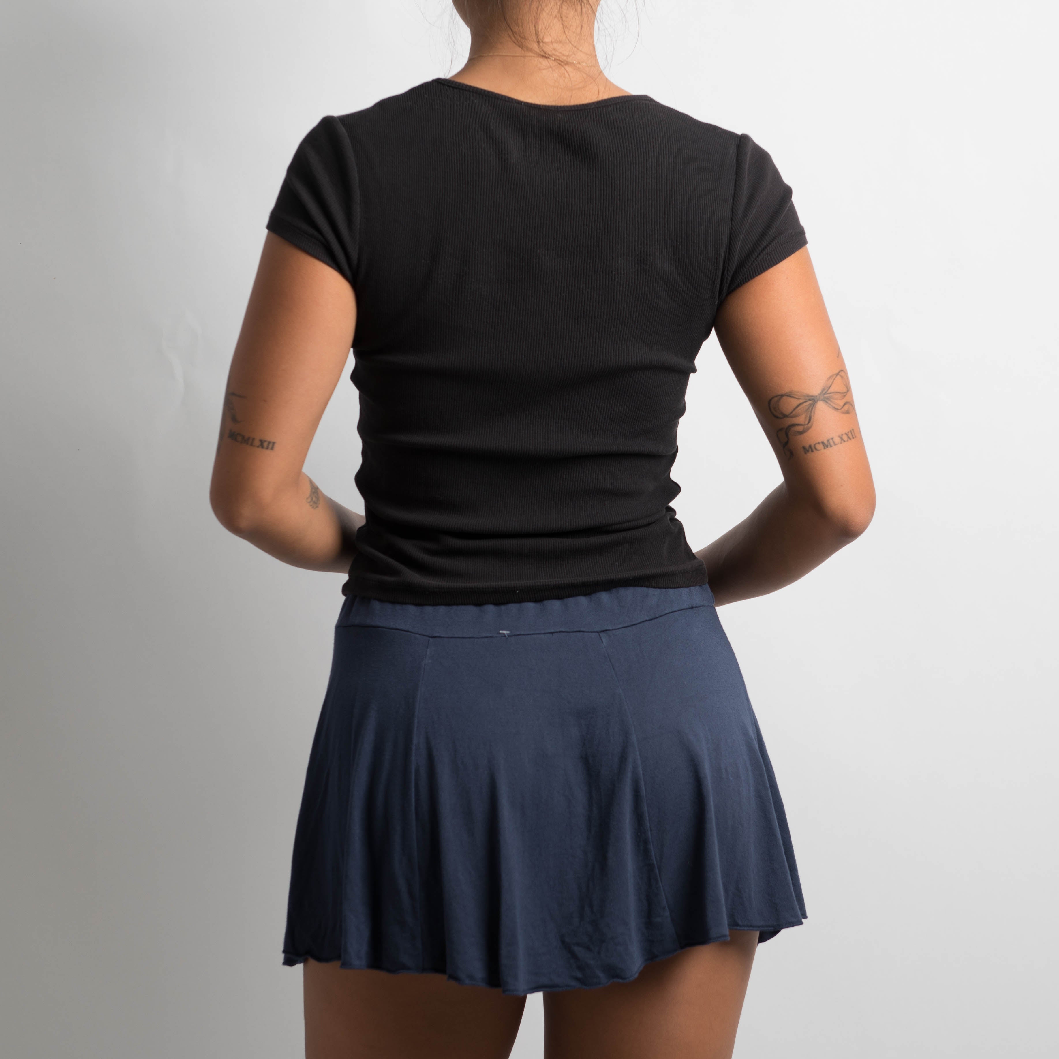 NAVY STRETCH MINI SKIRT