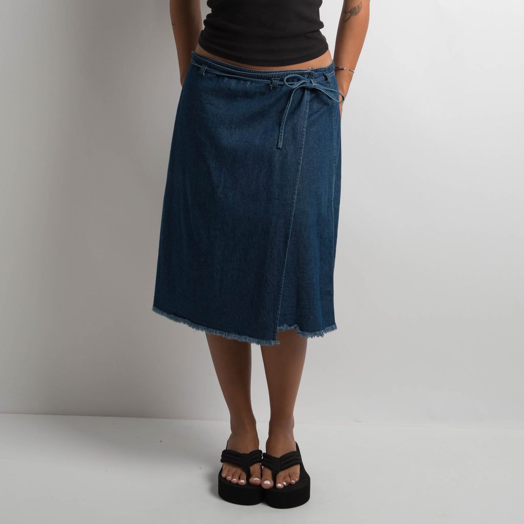 DENIM WRAP MIDI SKIRT