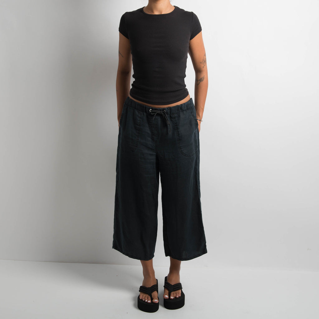 DARK CROP LINEN PANTS