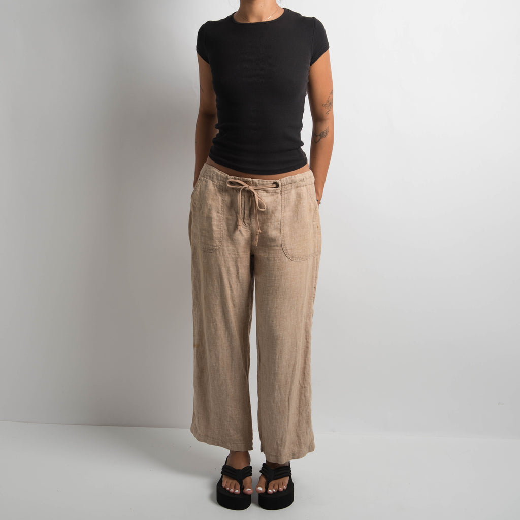 TAN LINEN DRAWSTRING PANTS