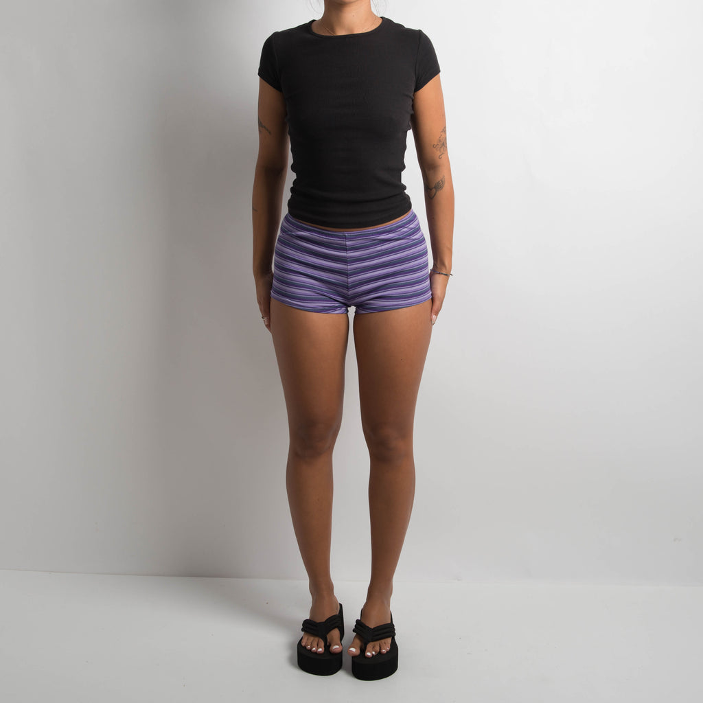 PURPLE STRIPE MICRO SHORTS