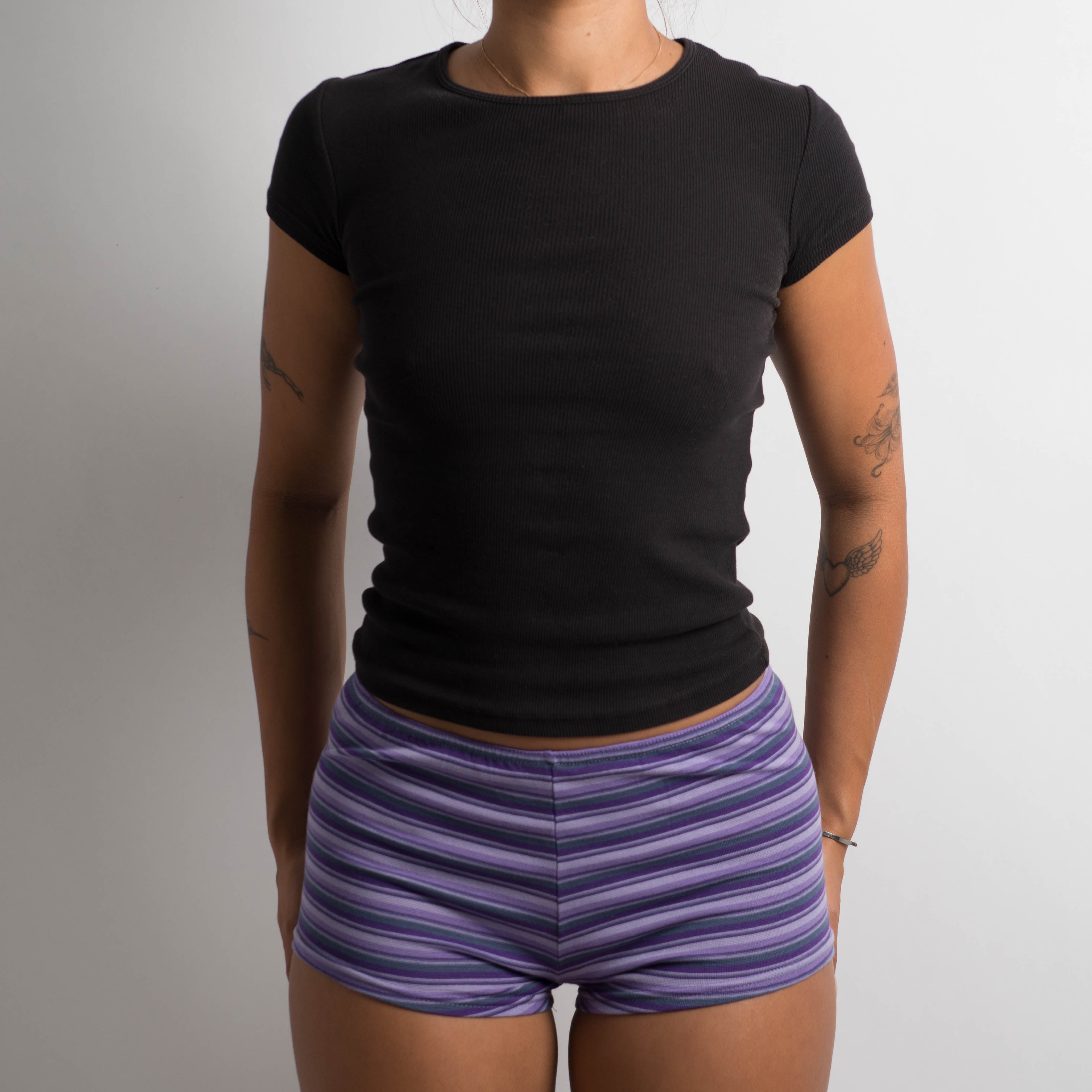PURPLE STRIPE MICRO SHORTS