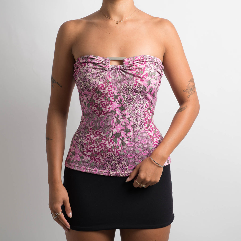 PINK STRAPLESS TANKINI TOP