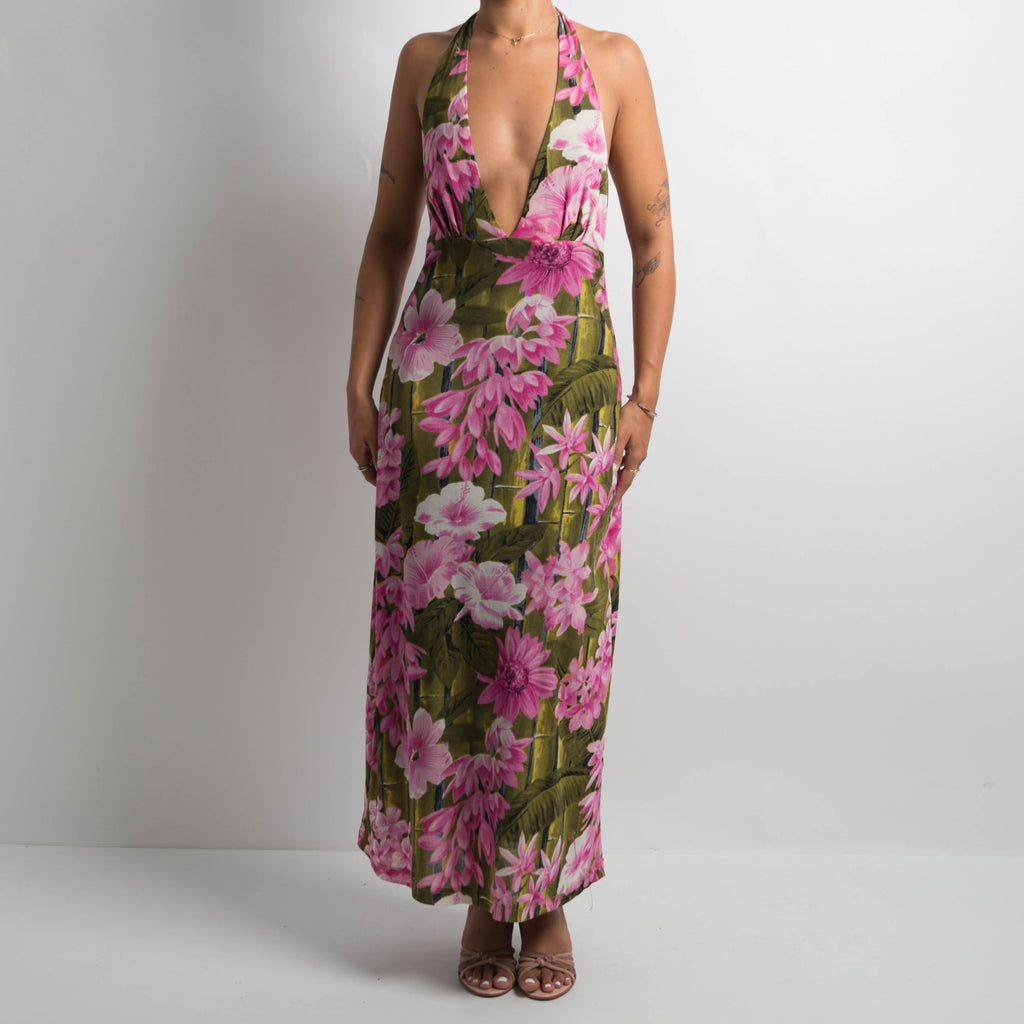FLORAL MESH MAXI DRESS