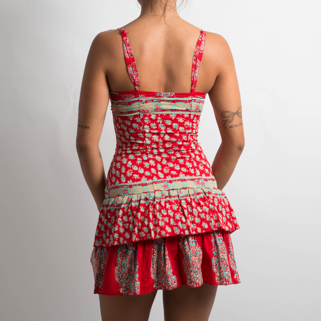 RED PATTERN MINI DRESS