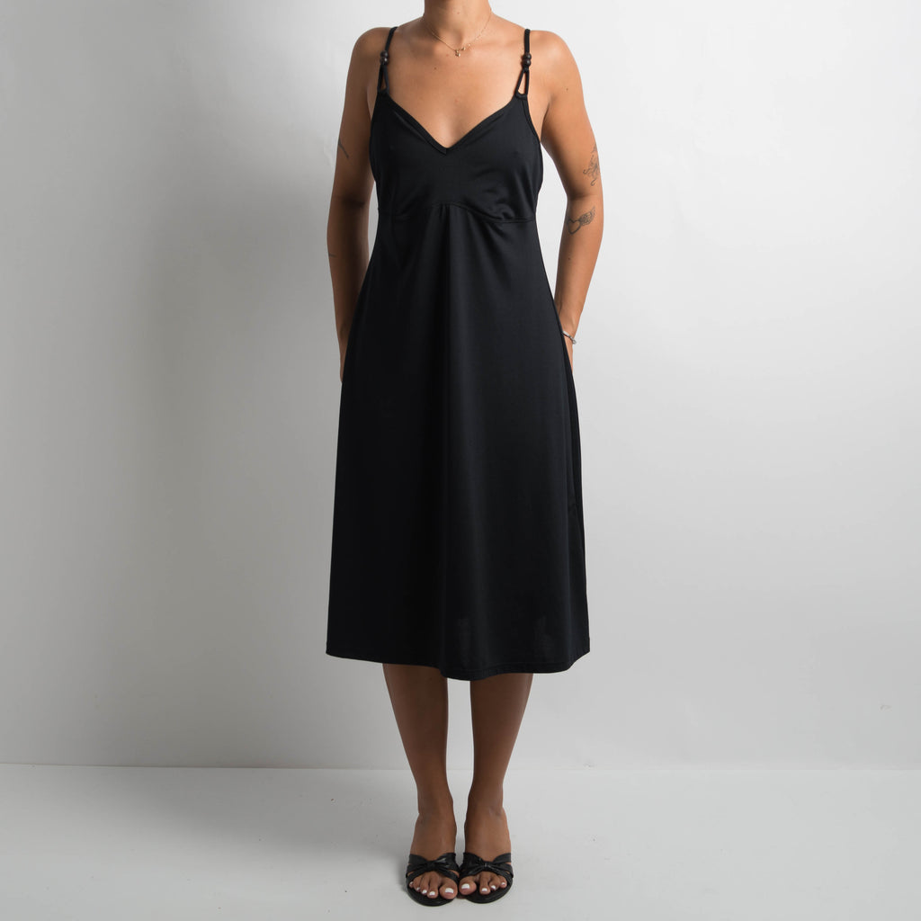 BLACK STRETCH MIDI DRESS
