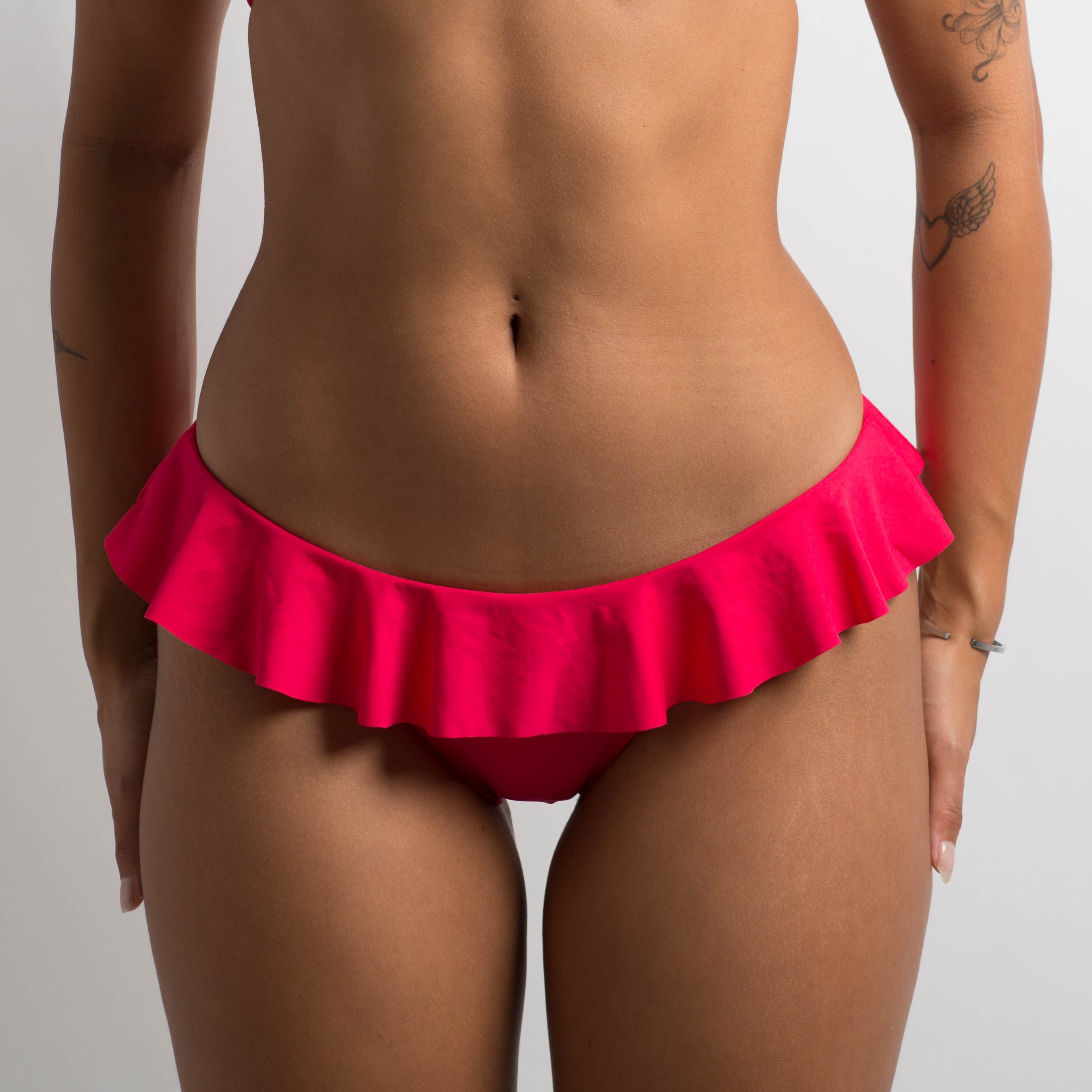 RASPBERRY RUFFLE BIKINI BOTTOM