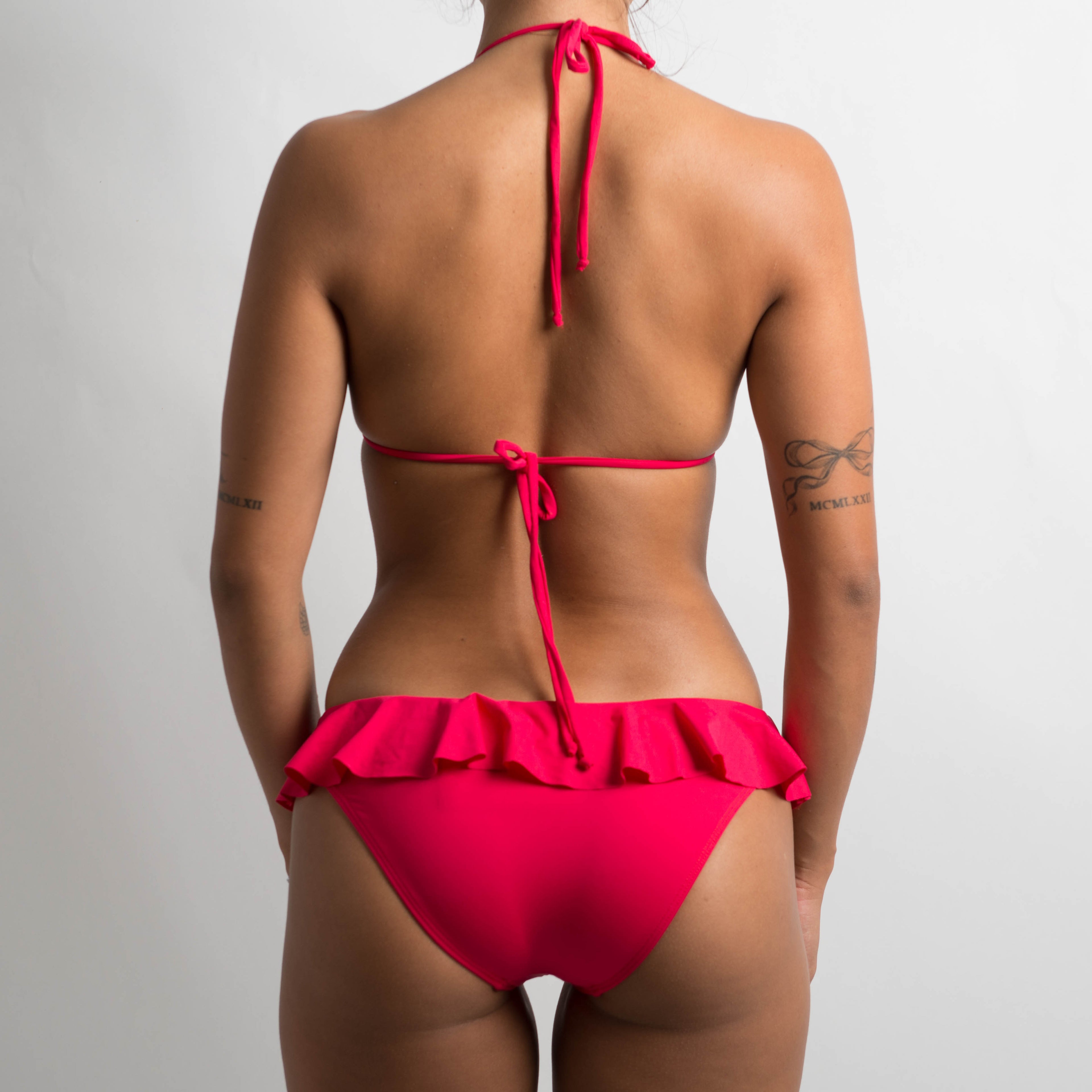 RASPBERRY RUFFLE BIKINI BOTTOM