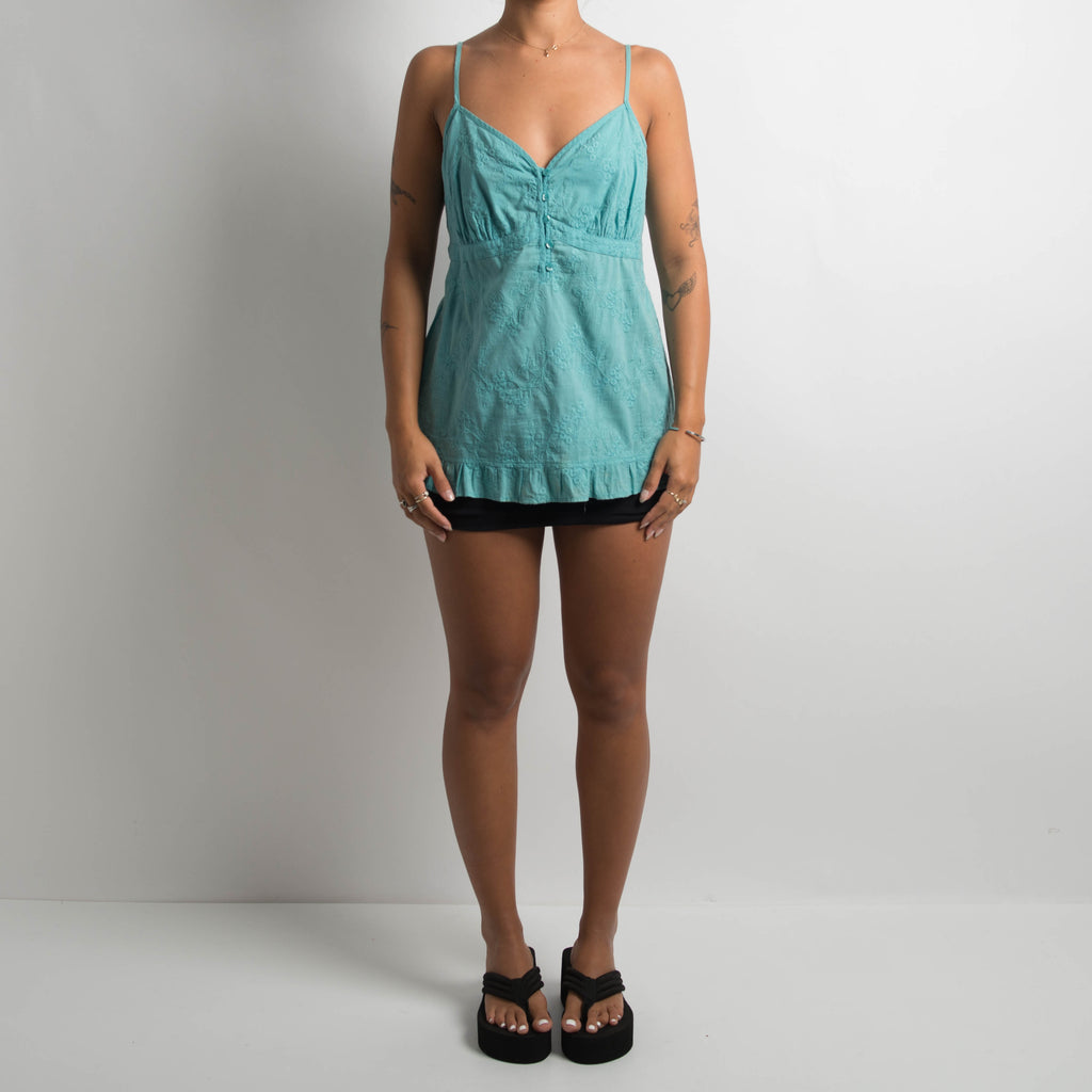 TEAL EMBROIDERED TOP