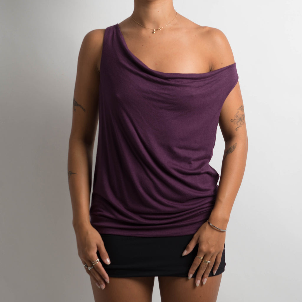 PURPLE COWL NECK TOP