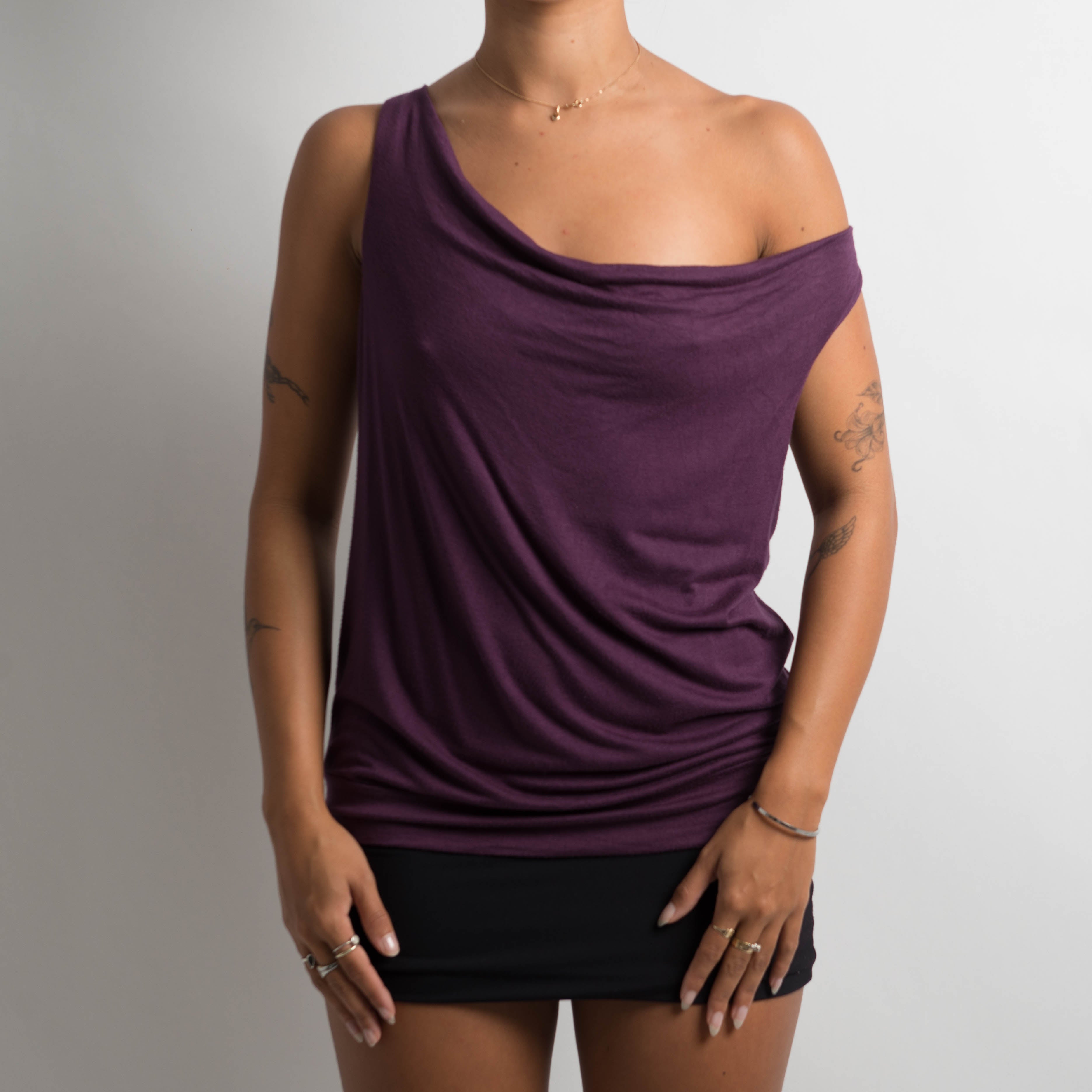 PURPLE COWL NECK TOP