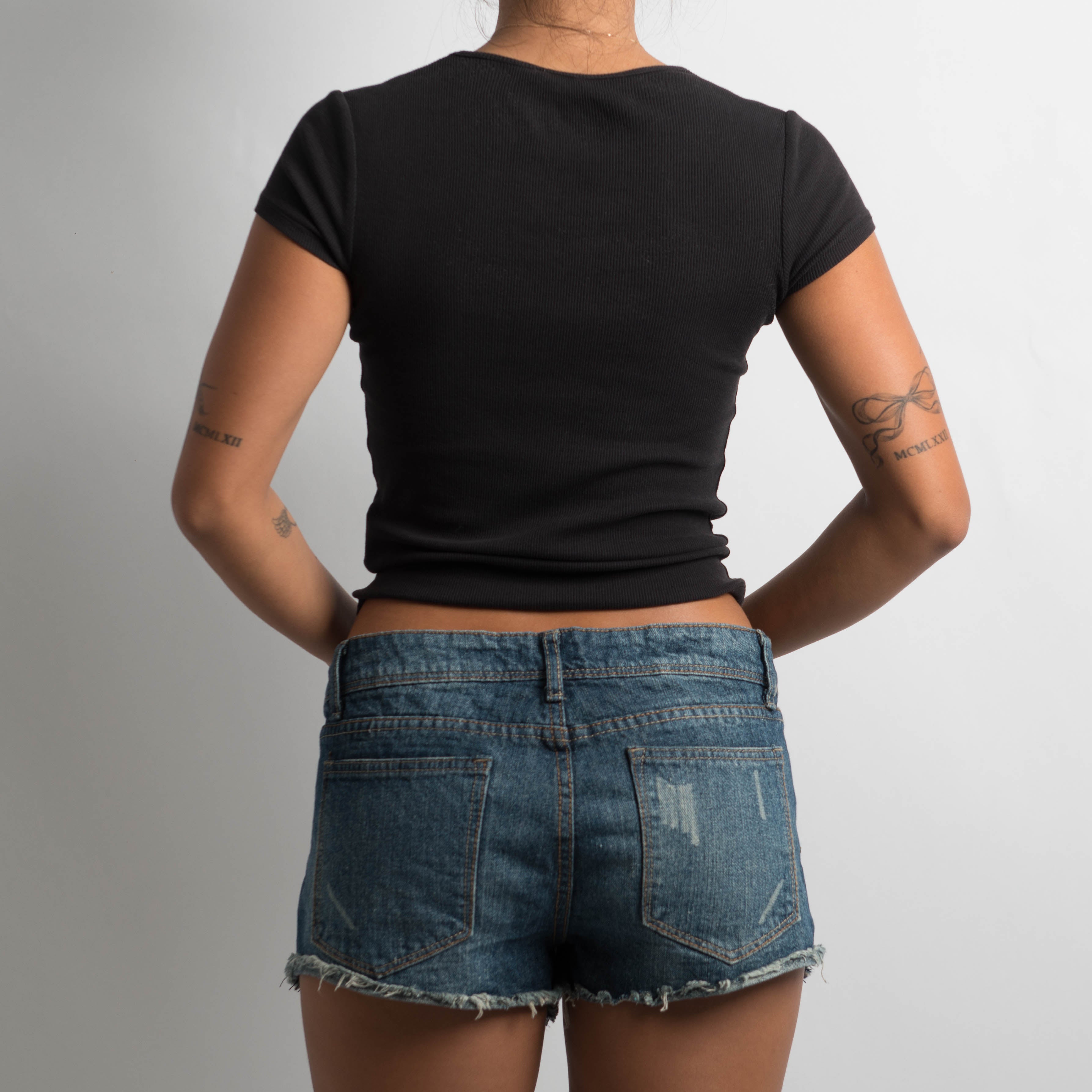 LOW RISE DENIM SHORTS