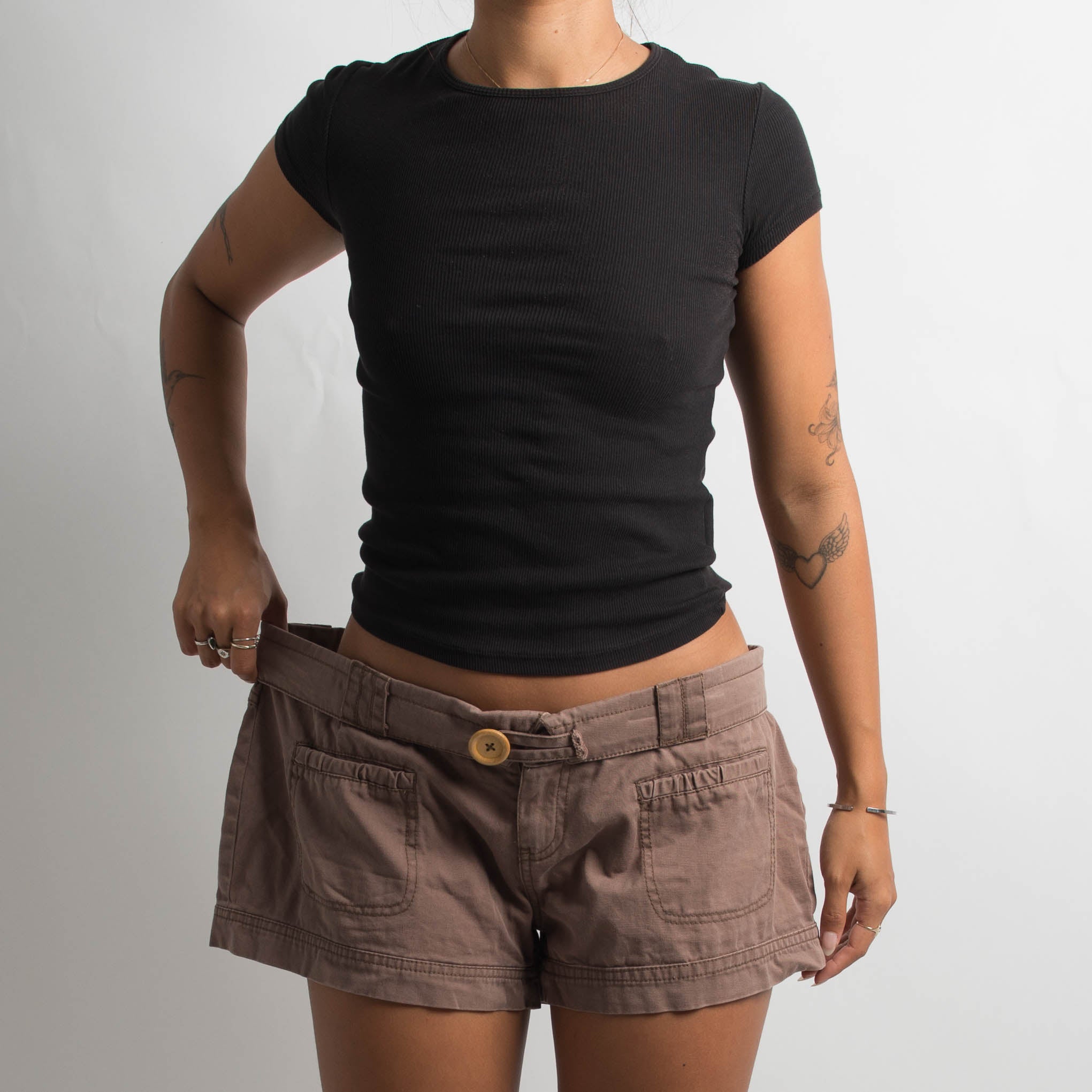 BROWN LOW RISE SHORTS