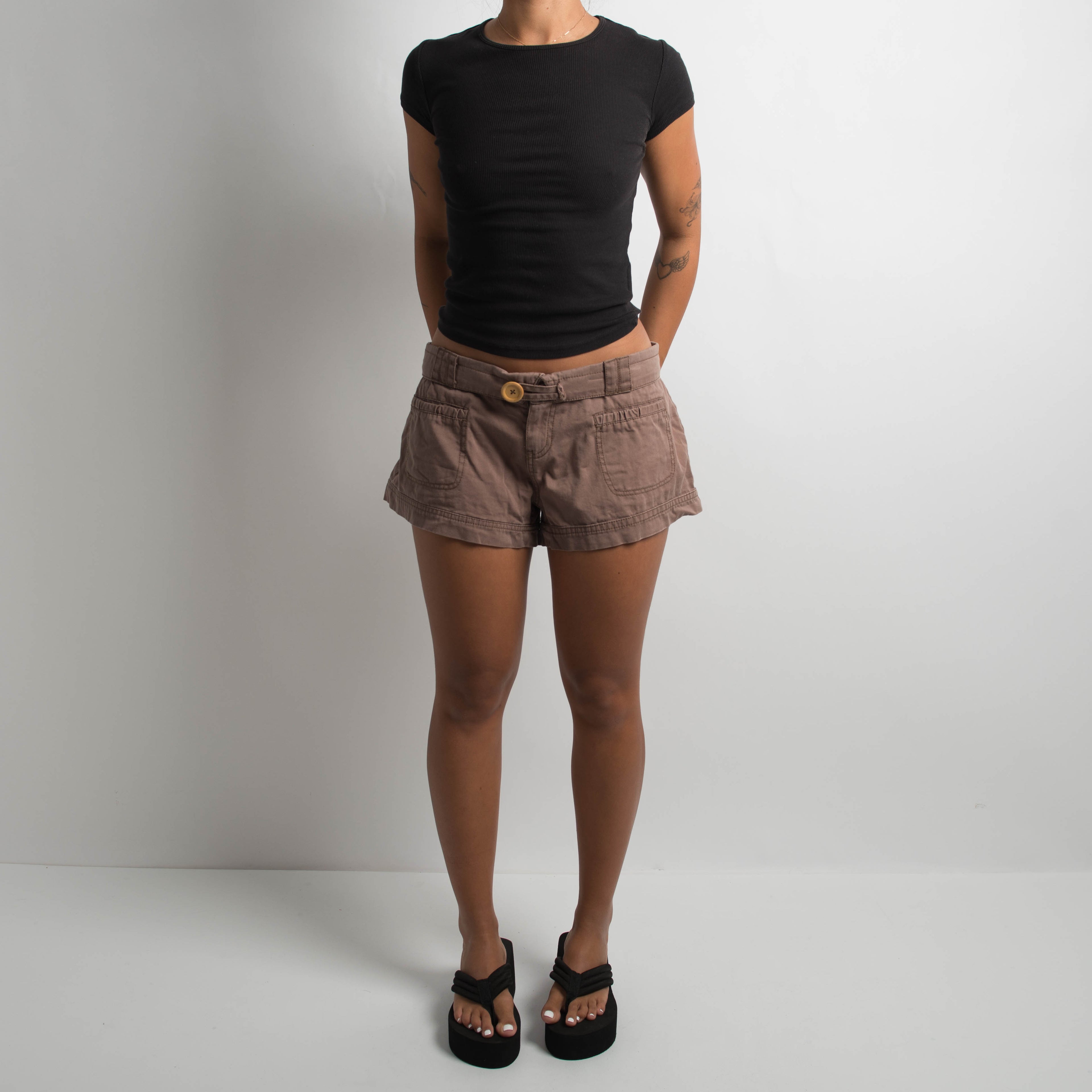 BROWN LOW RISE SHORTS