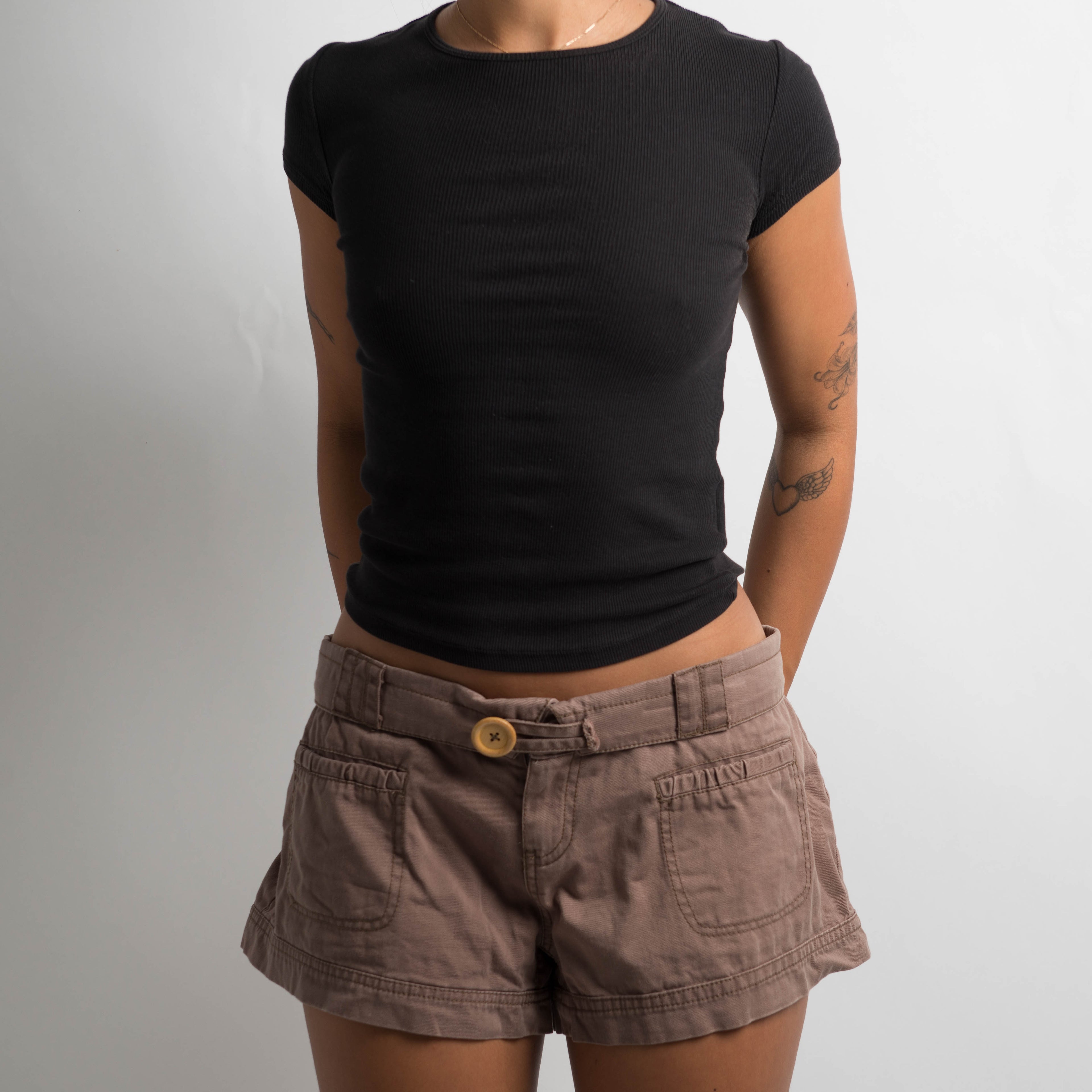 BROWN LOW RISE SHORTS