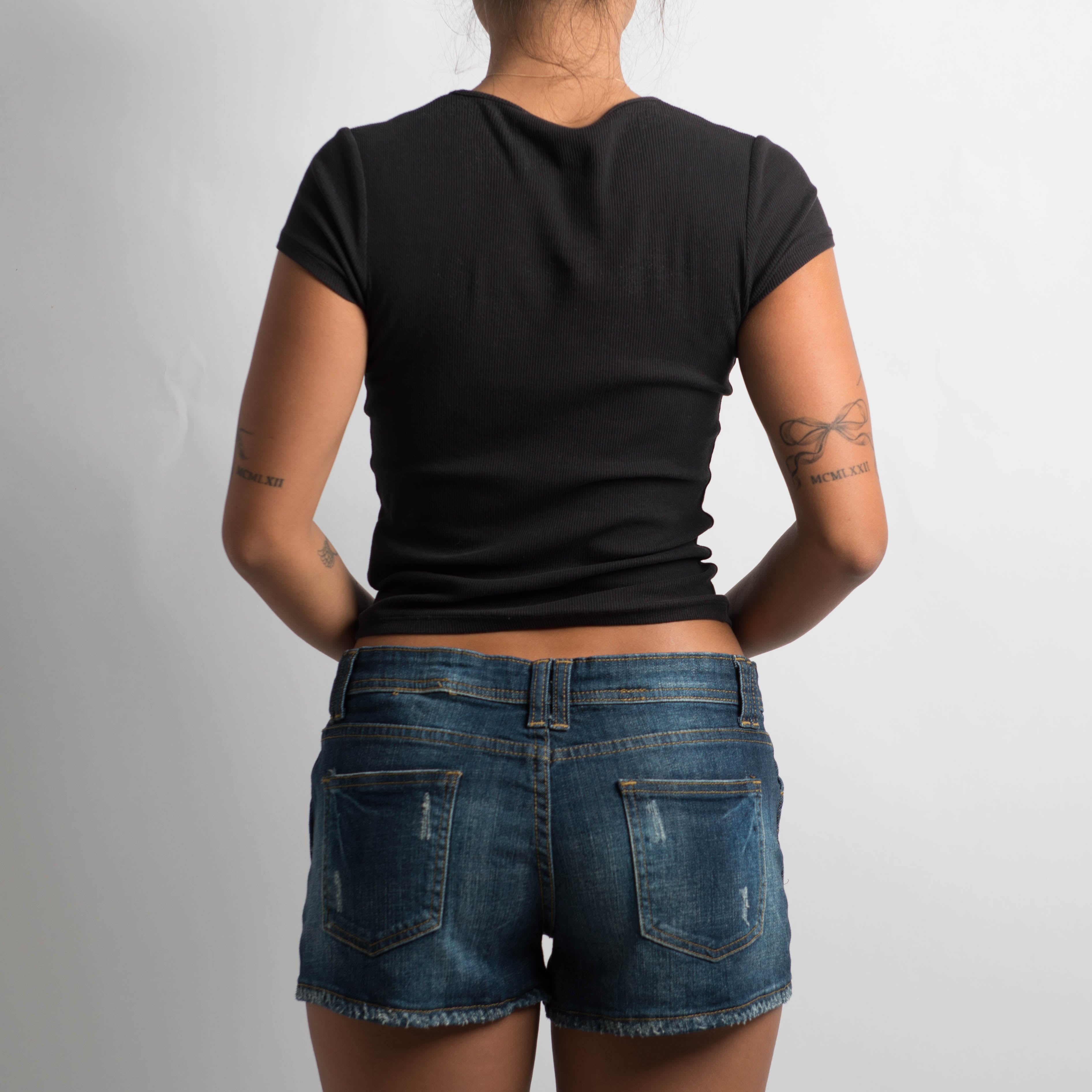 DARK WASH DENIM SHORTS