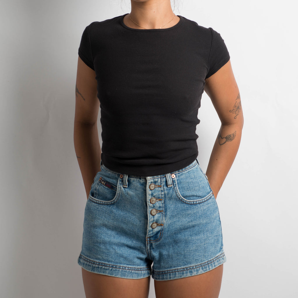 DENIM BUTTON FLY SHORTS