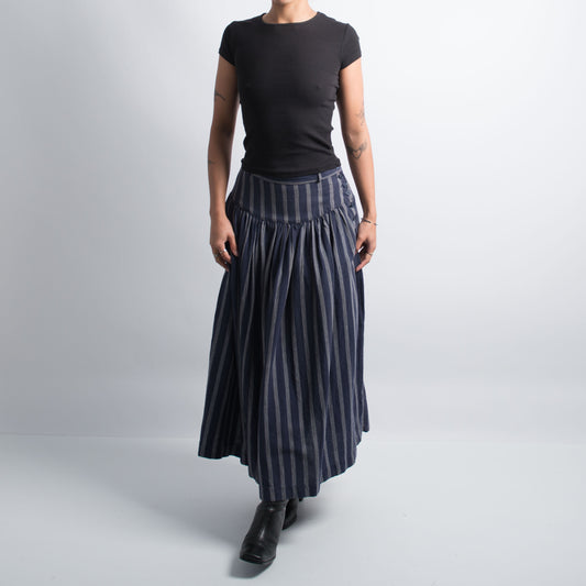 NAVY STRIPED LINEN SKIRT