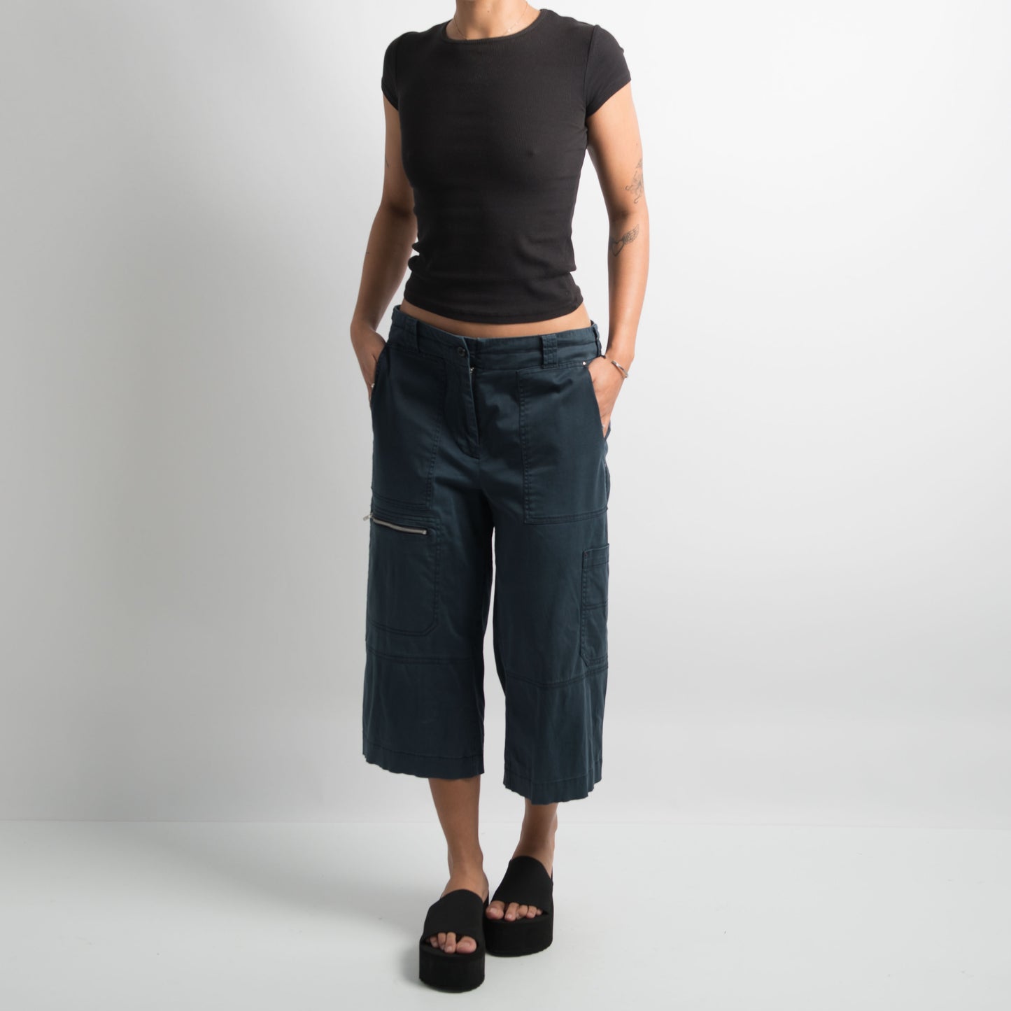 NAVY CAPRI UTILITY PANTS