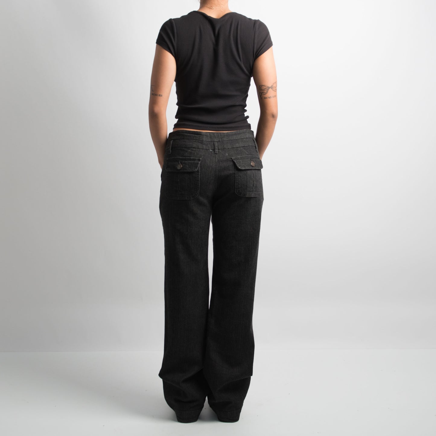 FADED BLACK BOOTCUT JEANS