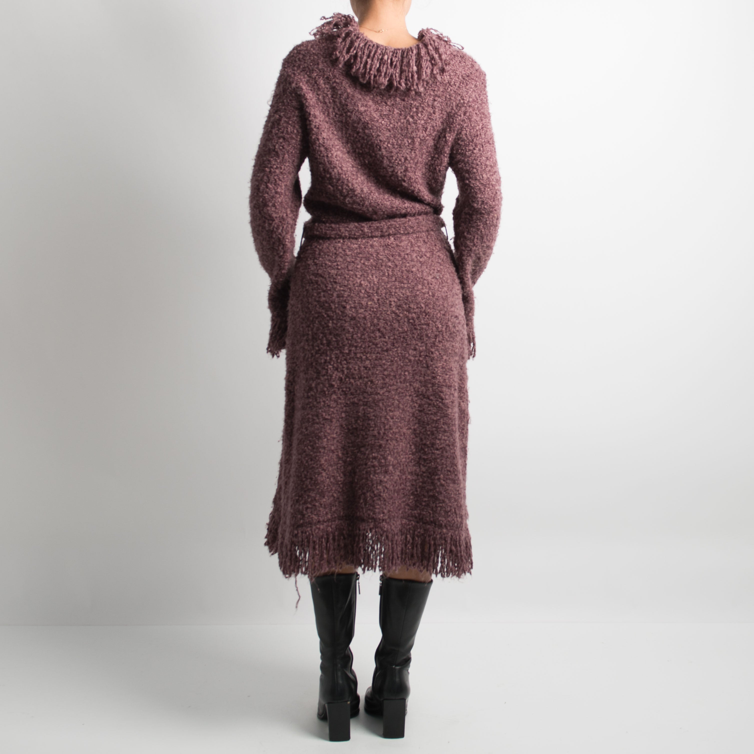 SHAGGY LONGLINE CARDIGAN BEAN BY JESS