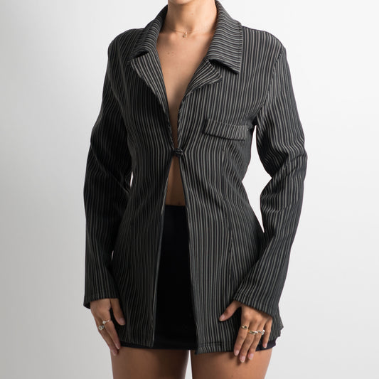 PINSTRIPE OPEN FRONT LONG SLEEVE